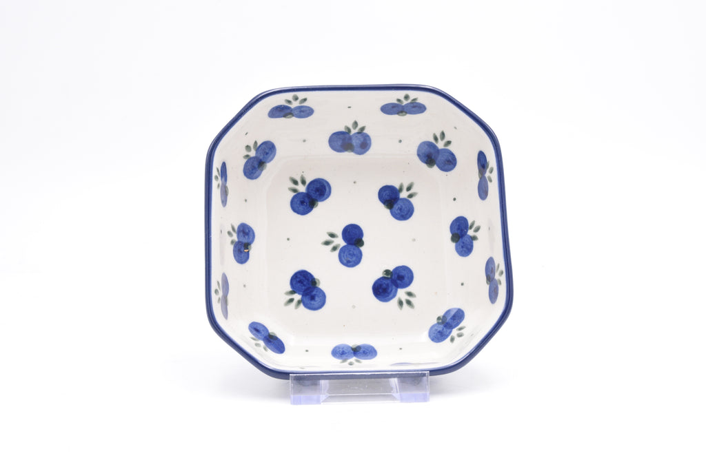 219 Bunzlau Achthoekig schaaltje 0067A - Blij Blauw Bunzlau