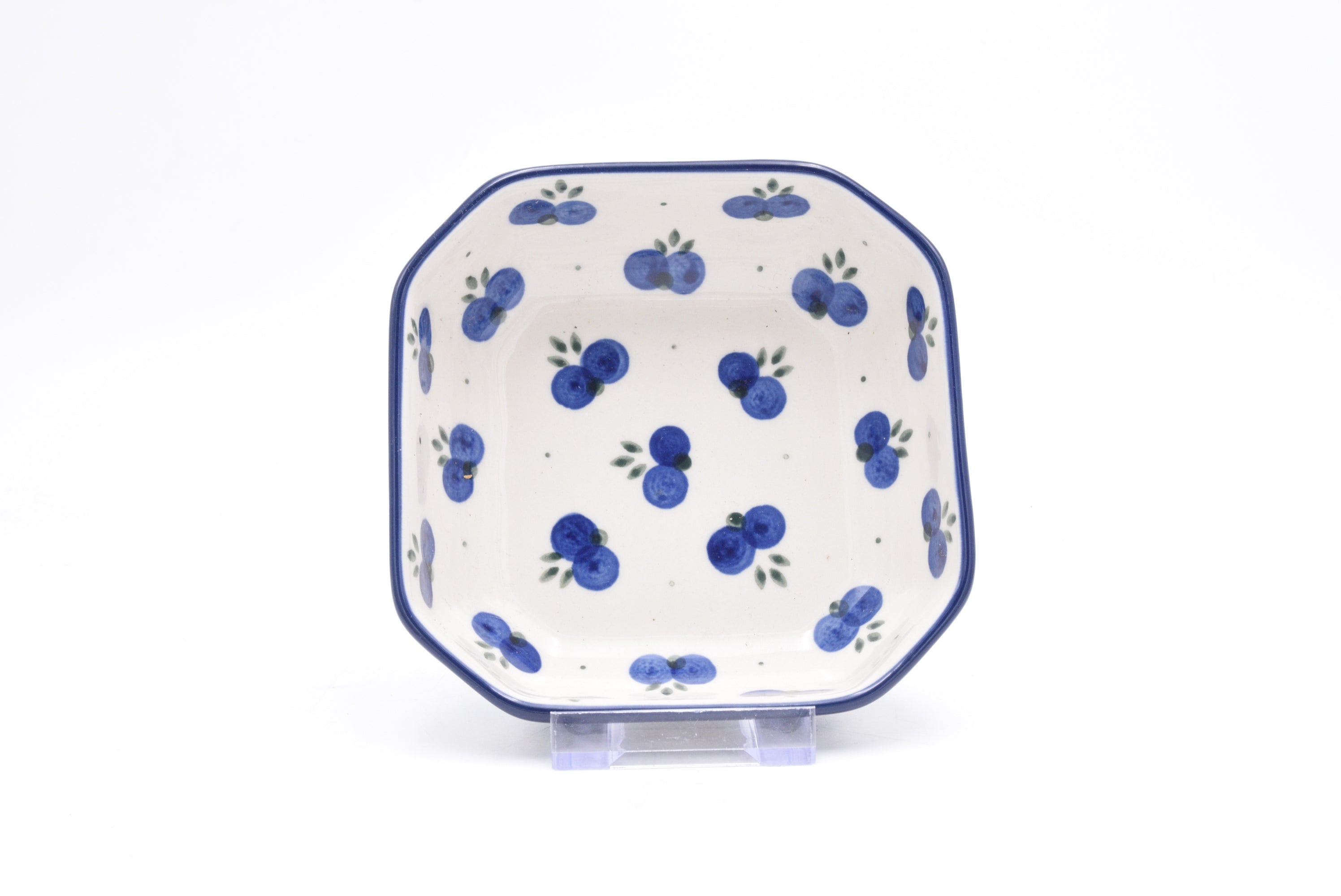 219 Bunzlau Achthoekig schaaltje 0067A - Blij Blauw Bunzlau