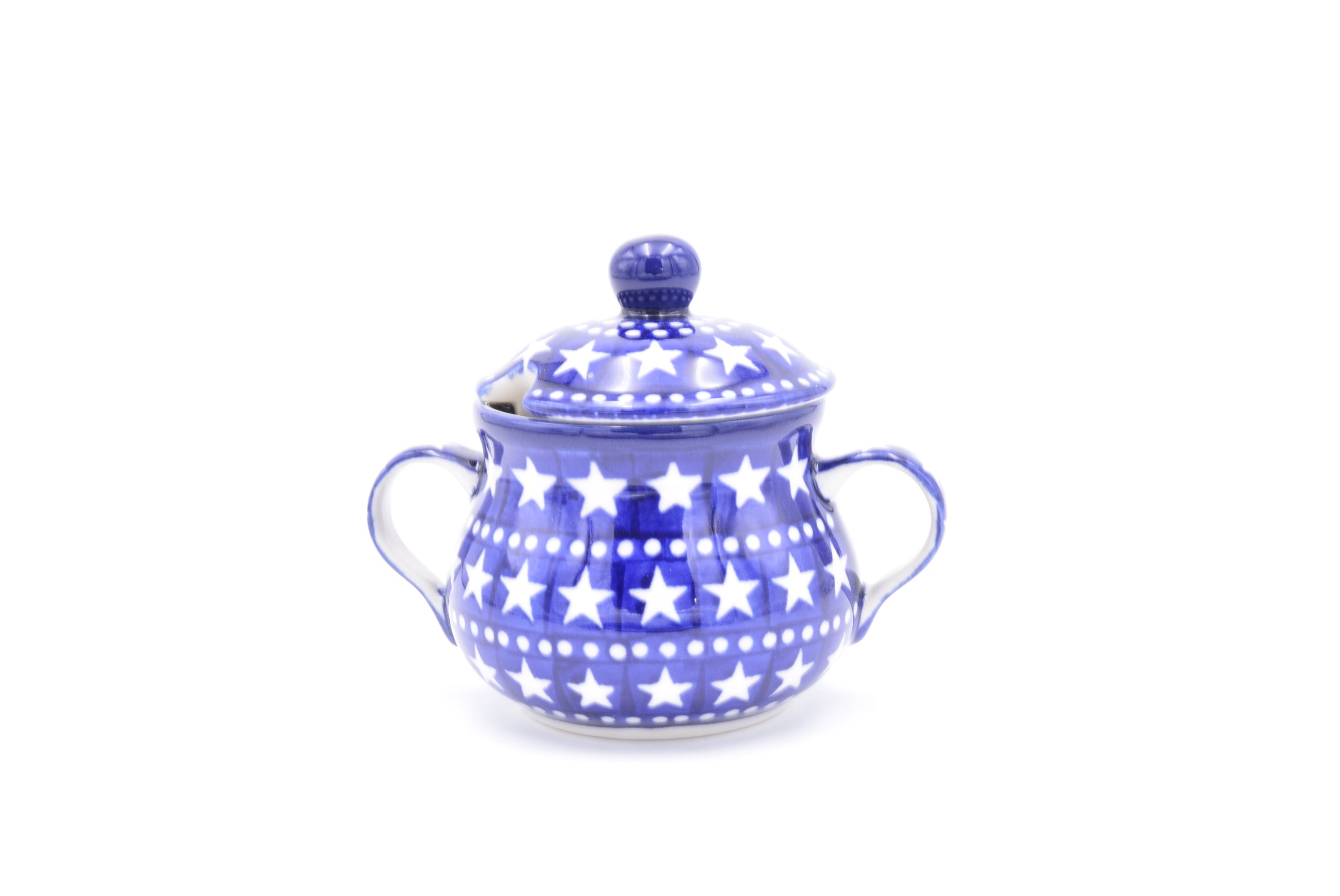 035 Bunzlau Suikerpotje 0119 - Blij Blauw Bunzlau