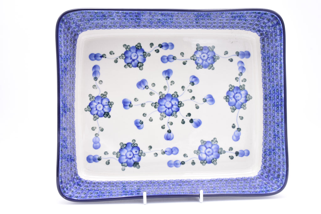 406 Bunzlau Ovenschaal Recht 0163 - Blij Blauw Bunzlau