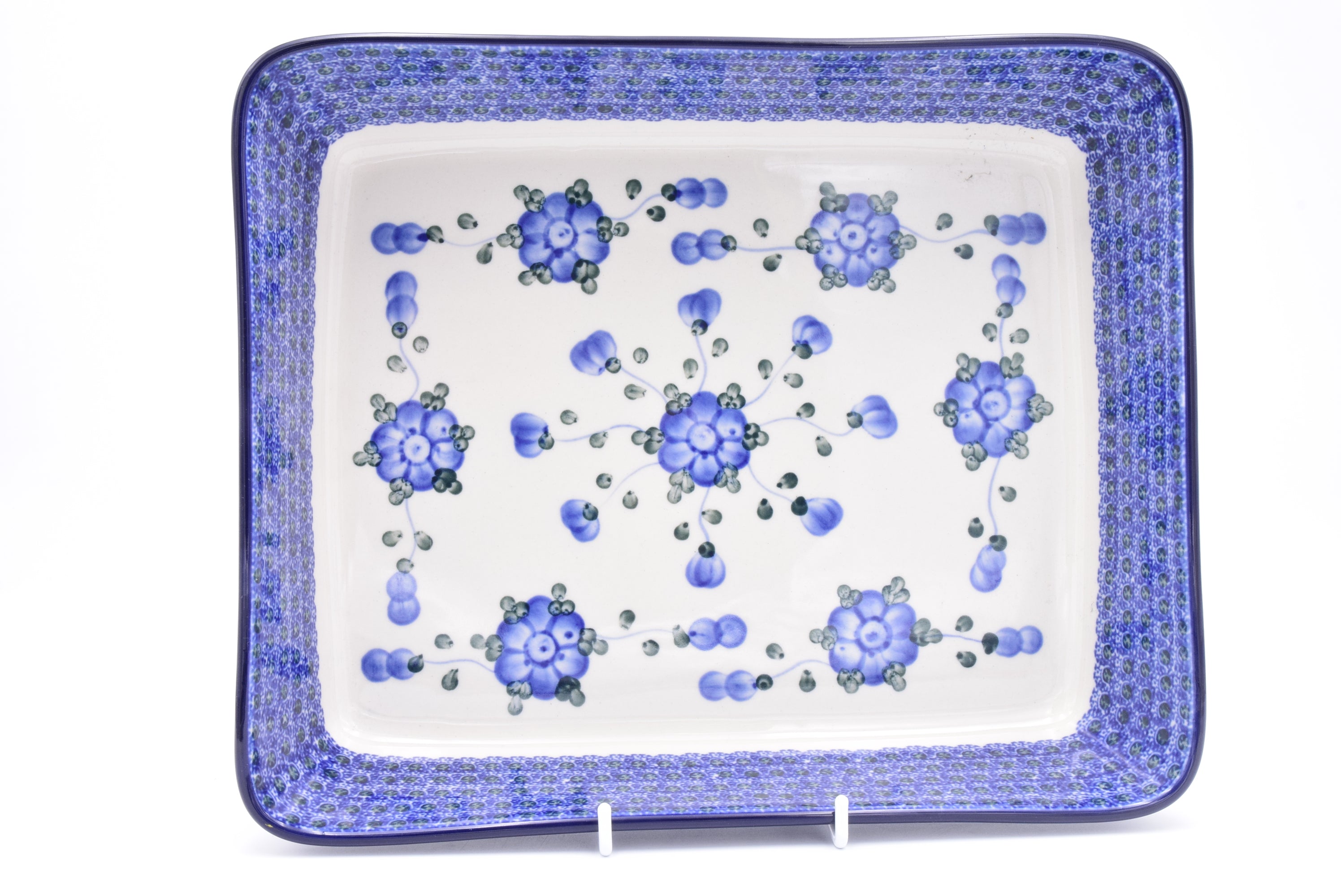 406 Bunzlau Ovenschaal Recht 0163 - Blij Blauw Bunzlau