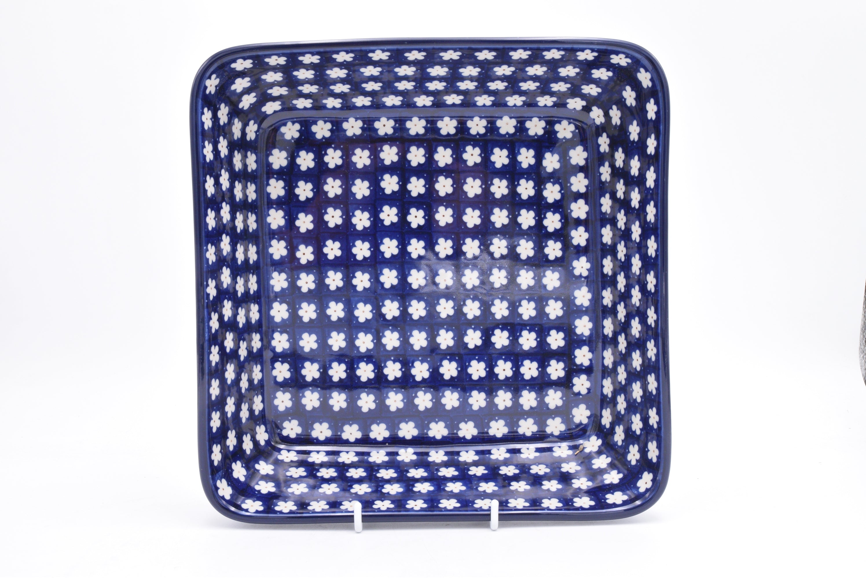 431 Bunzlau Ovenschaal Vierkant 0247 - Blij Blauw Bunzlau