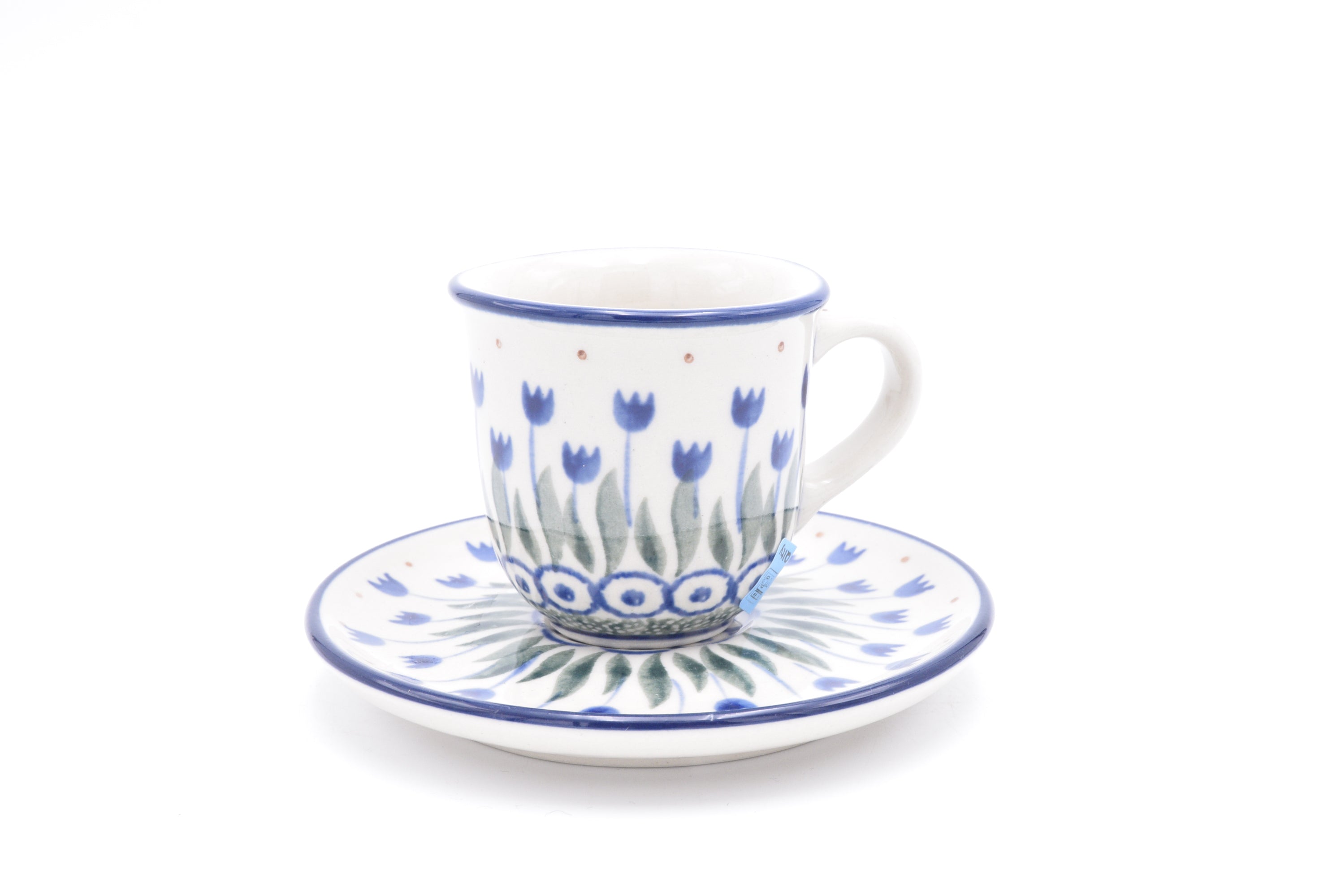 B10 Bunzlau kop en schotel 0490 - Blij Blauw Bunzlau