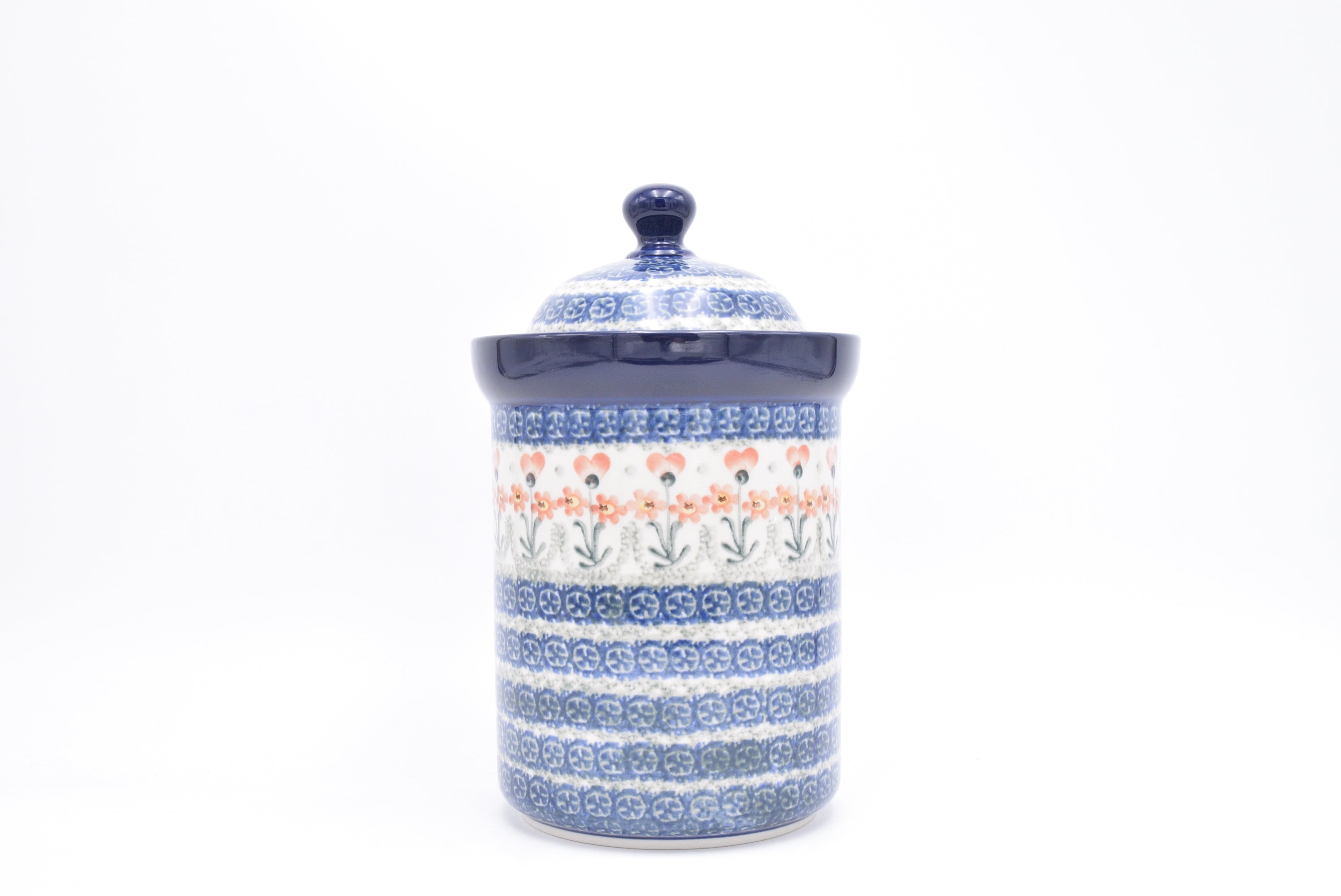 493 Bunzlau Pot met deksel 0560 - Blij Blauw Bunzlau