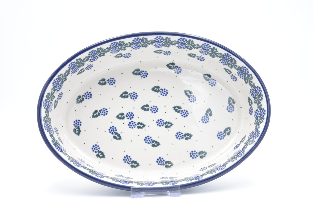 298 Bunzlau Ovenschaal Ovaal 0838 - Blij Blauw Bunzlau