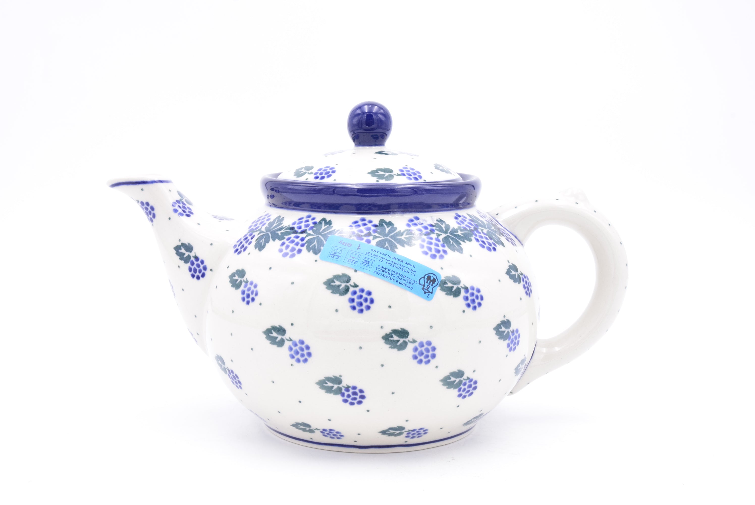 060 Bunzlau Theepot 0838 - Blij Blauw Bunzlau