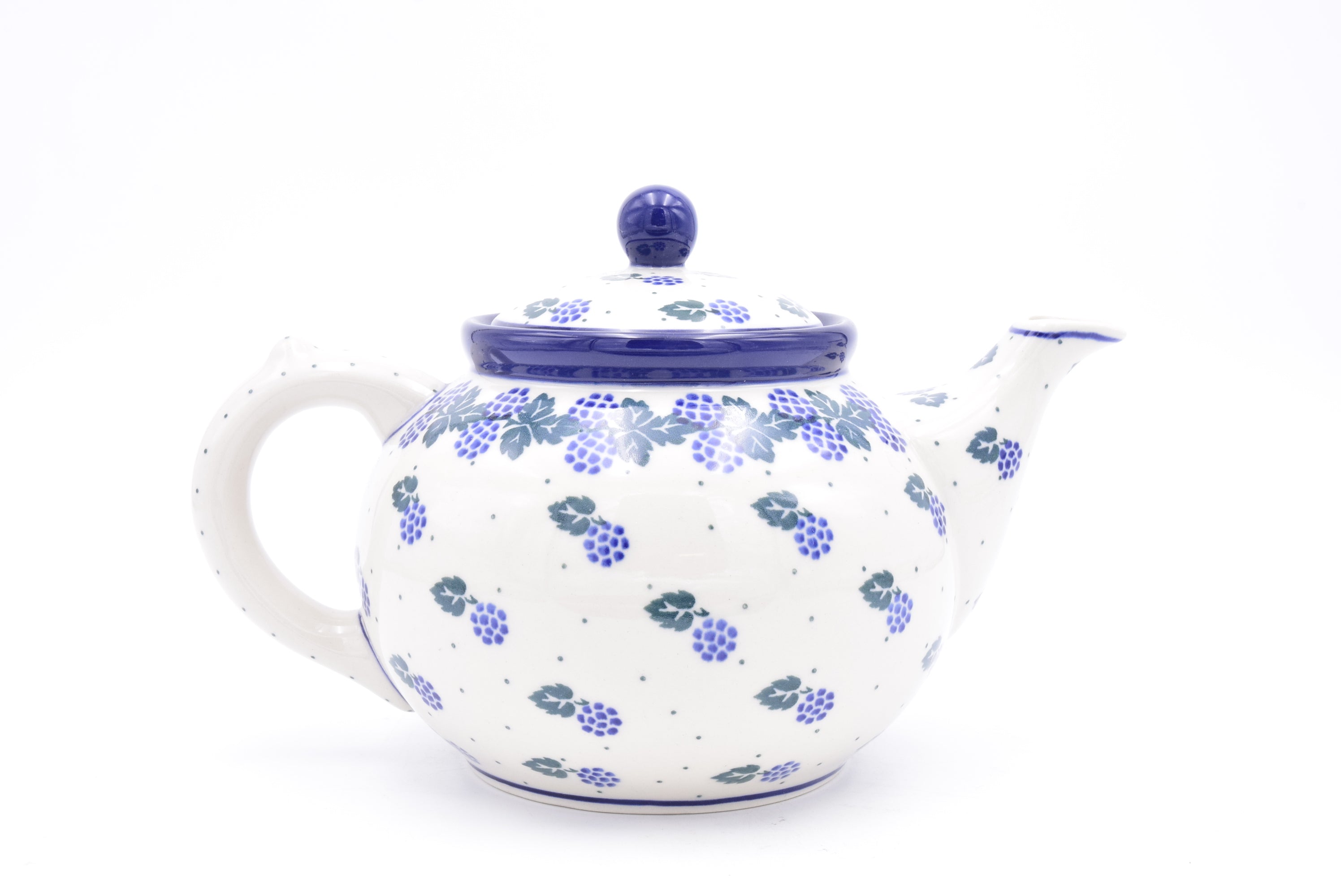 060 Bunzlau Theepot 0838 - Blij Blauw Bunzlau