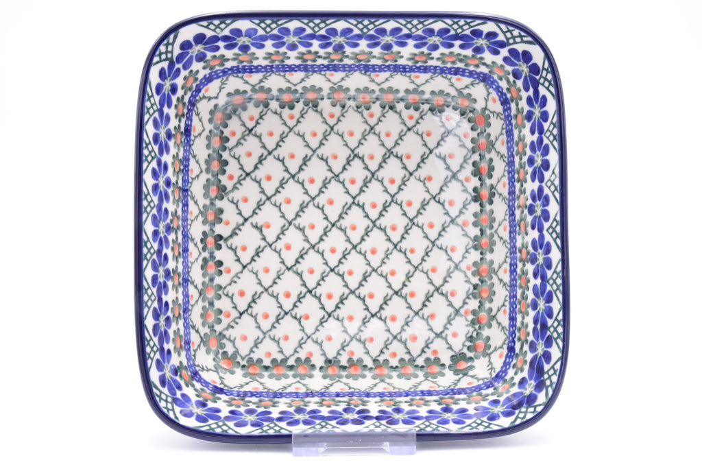 430 Bunzlau Ovenschaal Vierkant 0854 - Blij Blauw Bunzlau