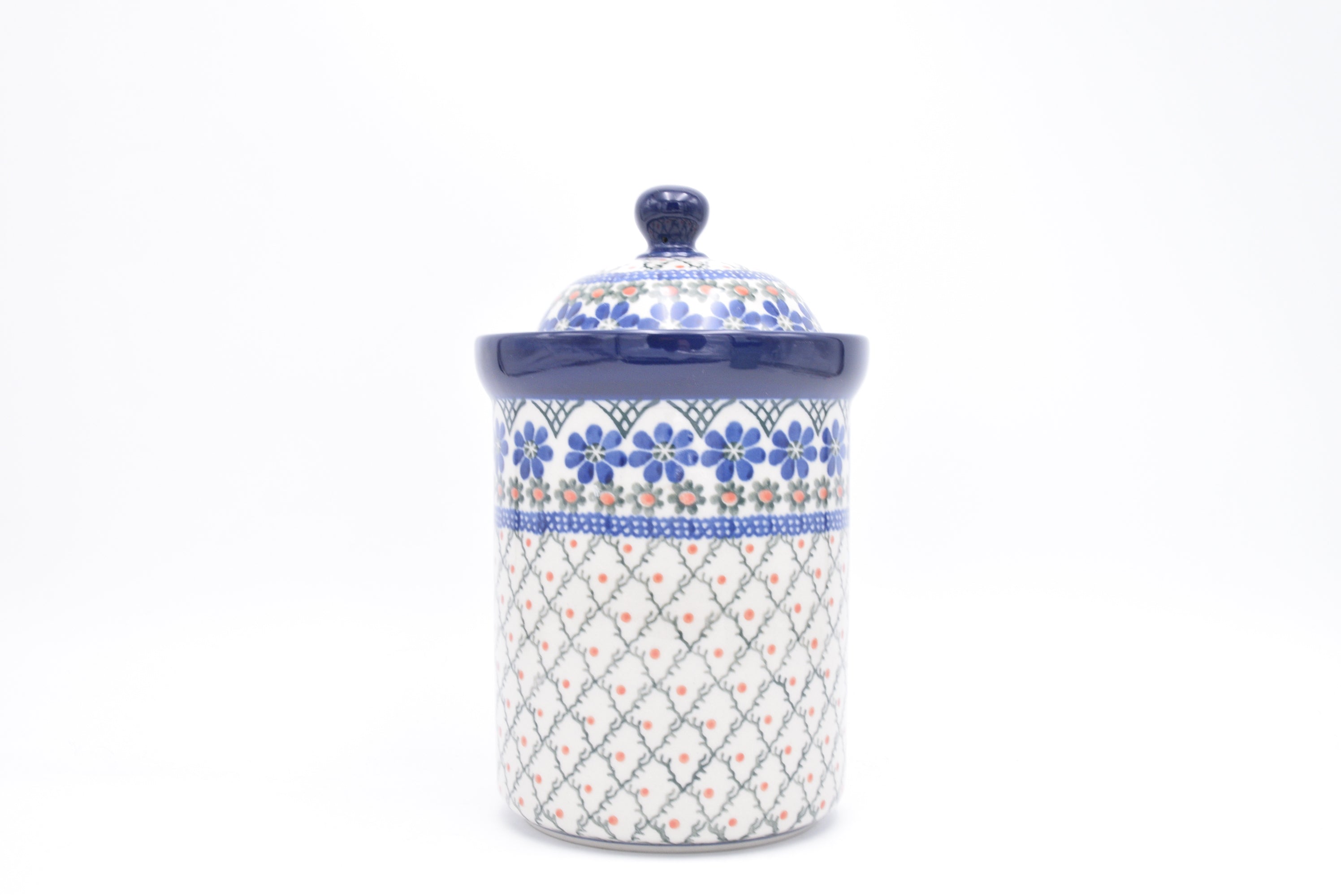 493 Bunzlau Pot met deksel 0854 - Blij Blauw Bunzlau