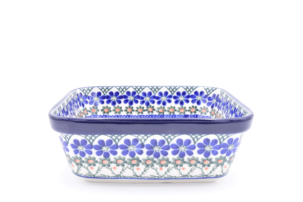 430 Bunzlau Ovenschaal Vierkant 0854 - Blij Blauw Bunzlau