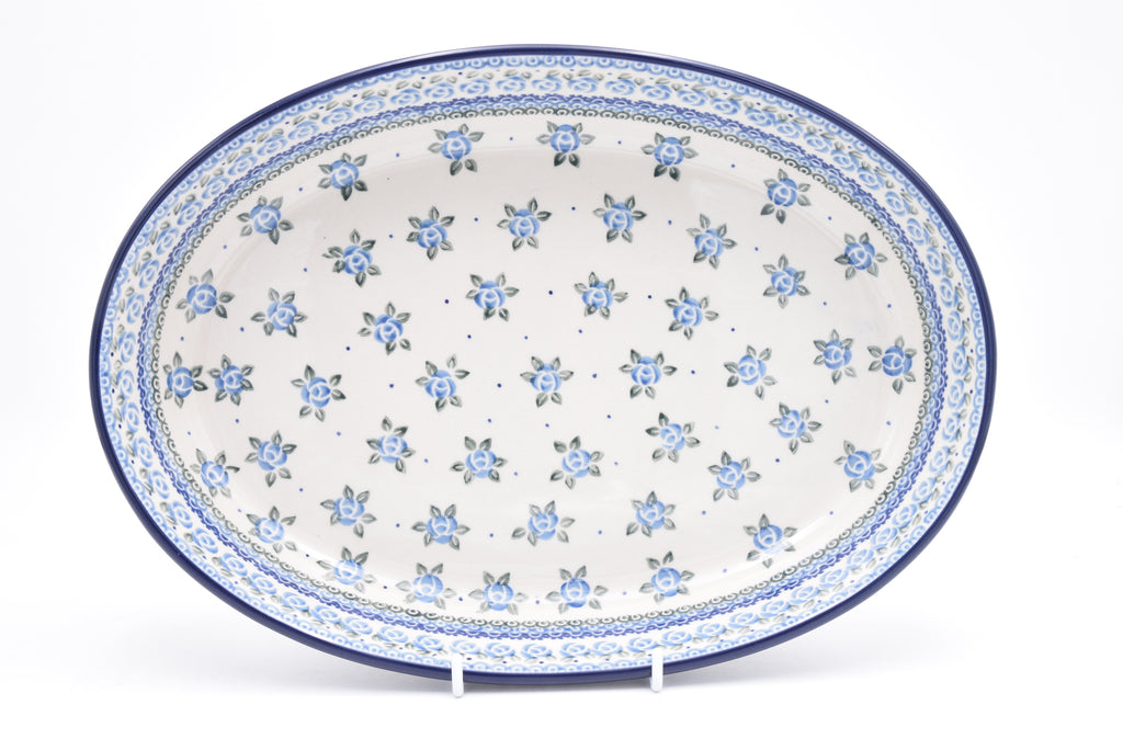 296 Bunzlau Ovenschaal Ovaal 0880-2 - Blij Blauw Bunzlau