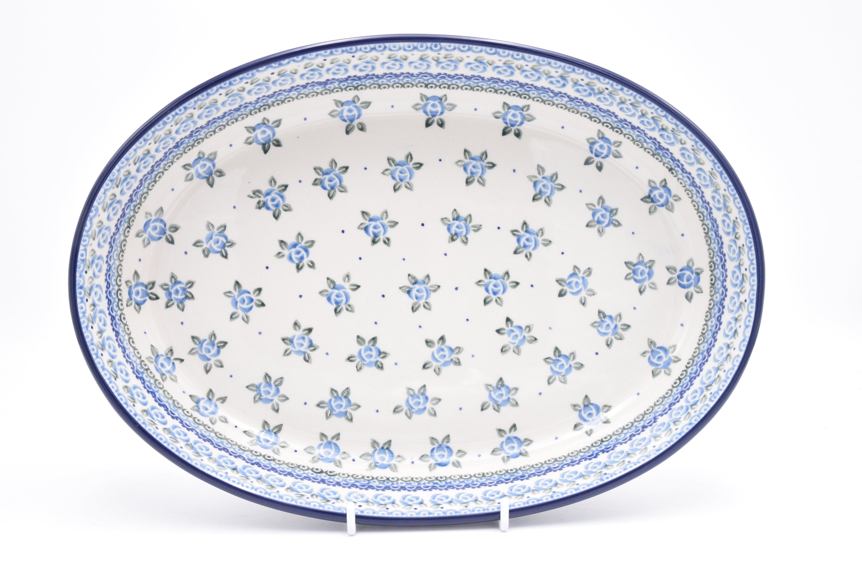 296 Bunzlau Ovenschaal Ovaal 0880-2 - Blij Blauw Bunzlau