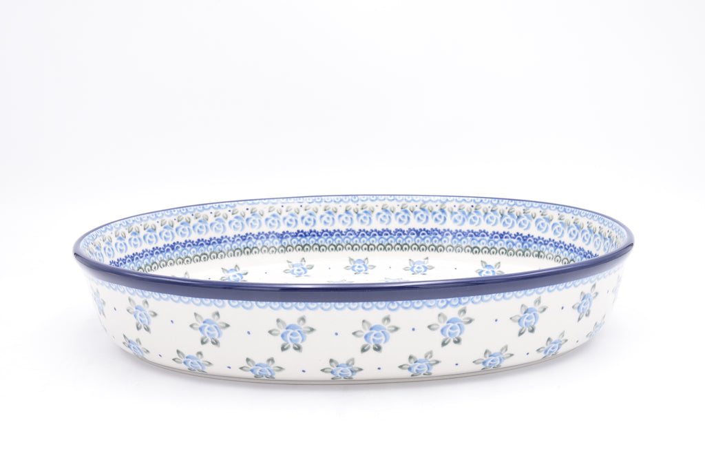 296 Bunzlau Ovenschaal Ovaal 0880-2 - Blij Blauw Bunzlau