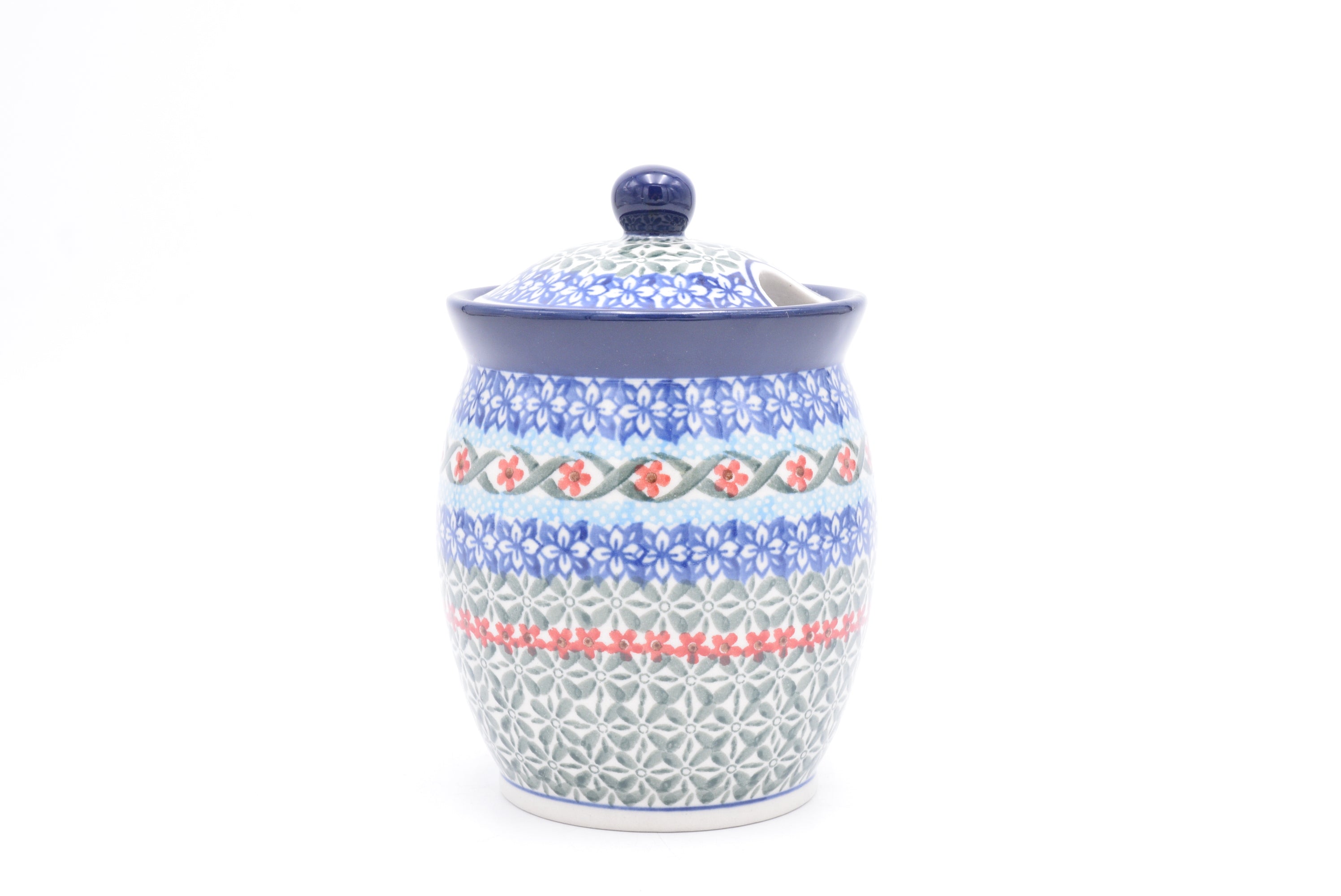 962 Bunzlau Pot met deksel 1357 - Blij Blauw Bunzlau