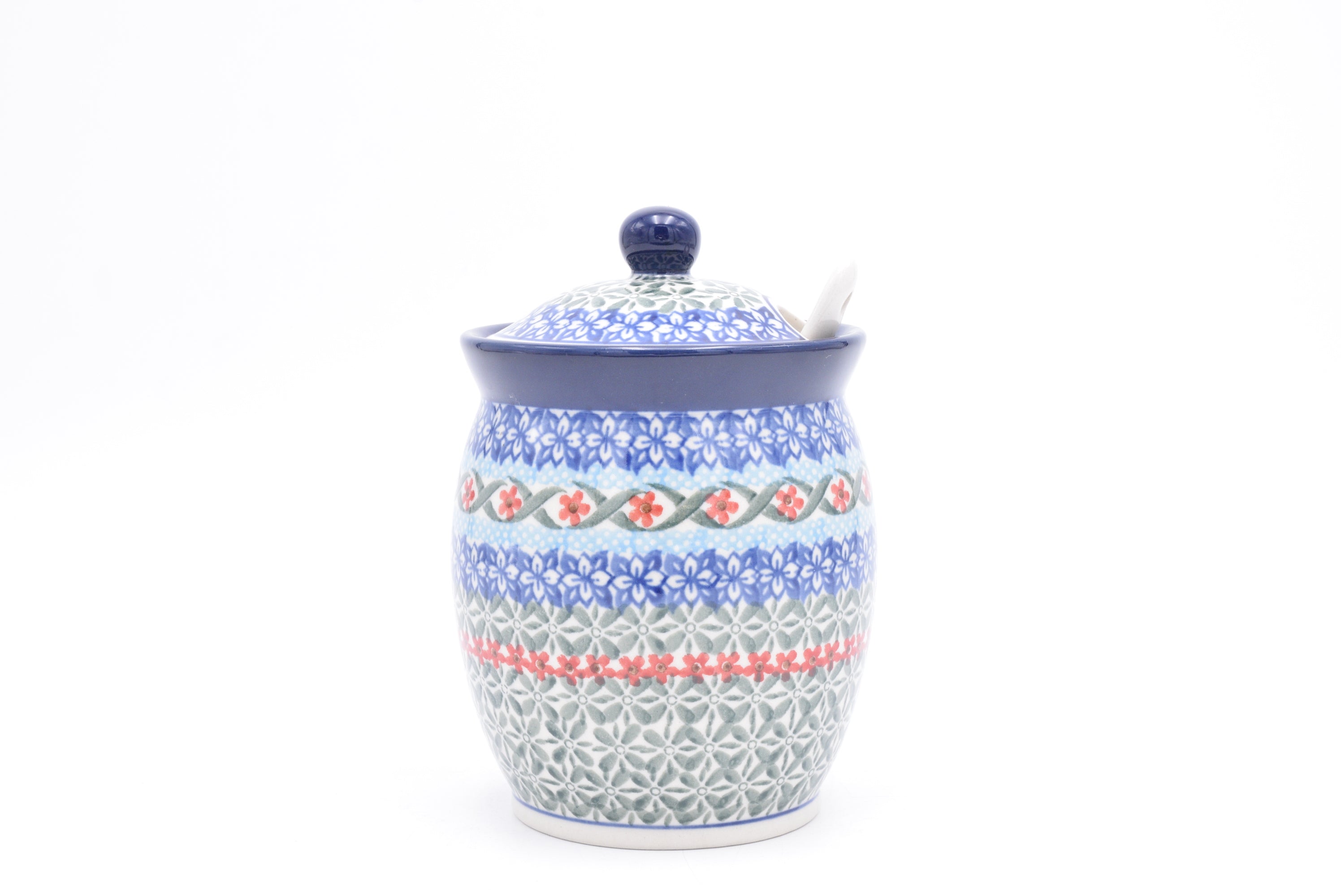962 Bunzlau Pot met deksel 1357 - Blij Blauw Bunzlau