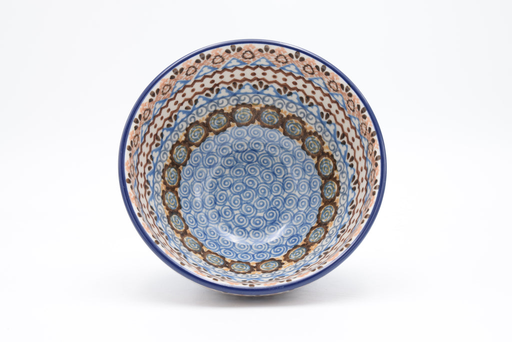 206 Bunzlau Schaal op voet 1359 - Blij Blauw Bunzlau