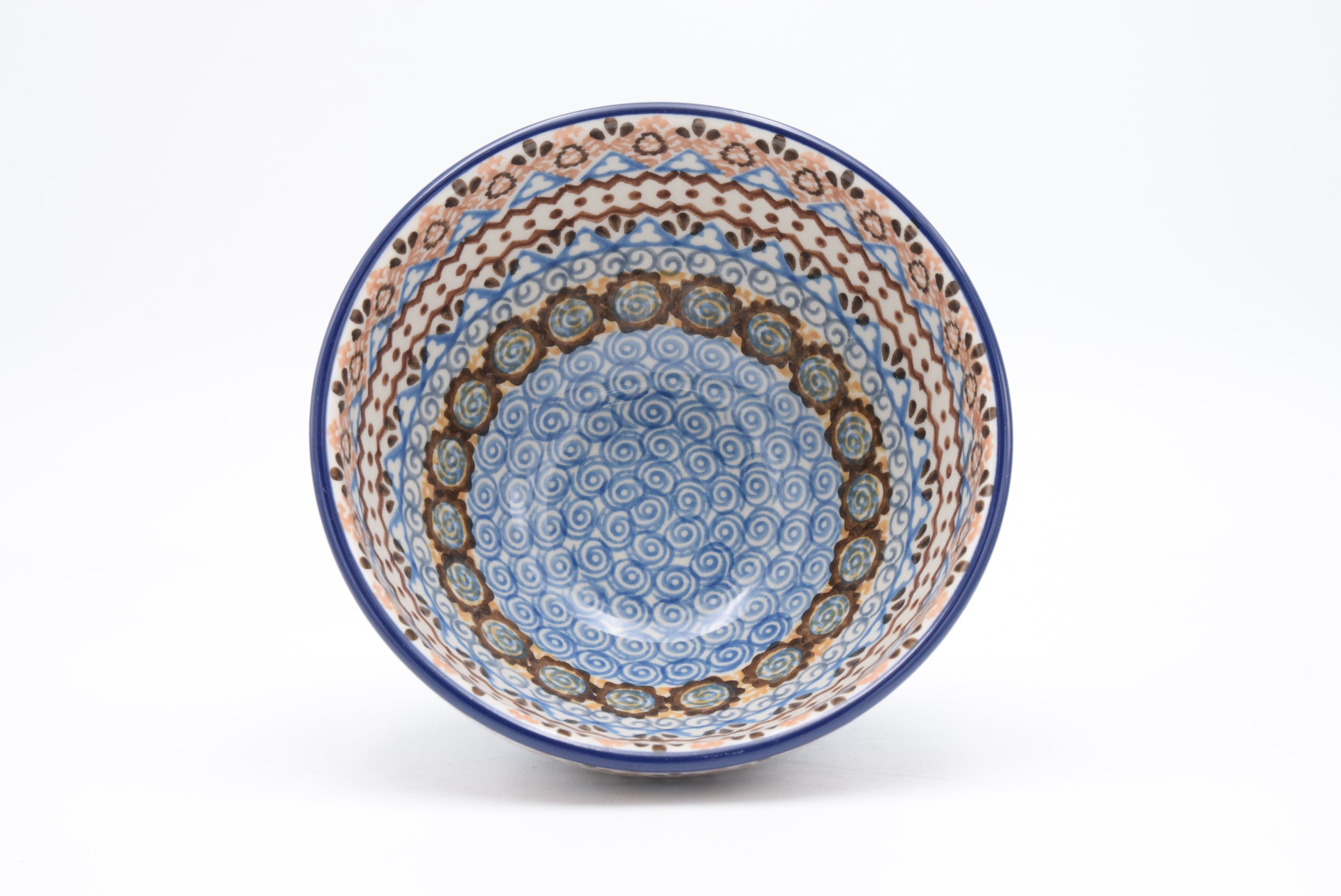 206 Bunzlau Schaal op voet 1359 - Blij Blauw Bunzlau