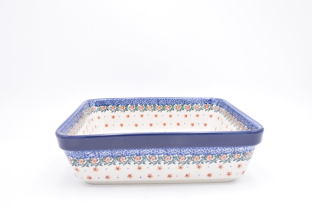 431 Bunzlau Ovenschaal Vierkant 1363 - Blij Blauw Bunzlau