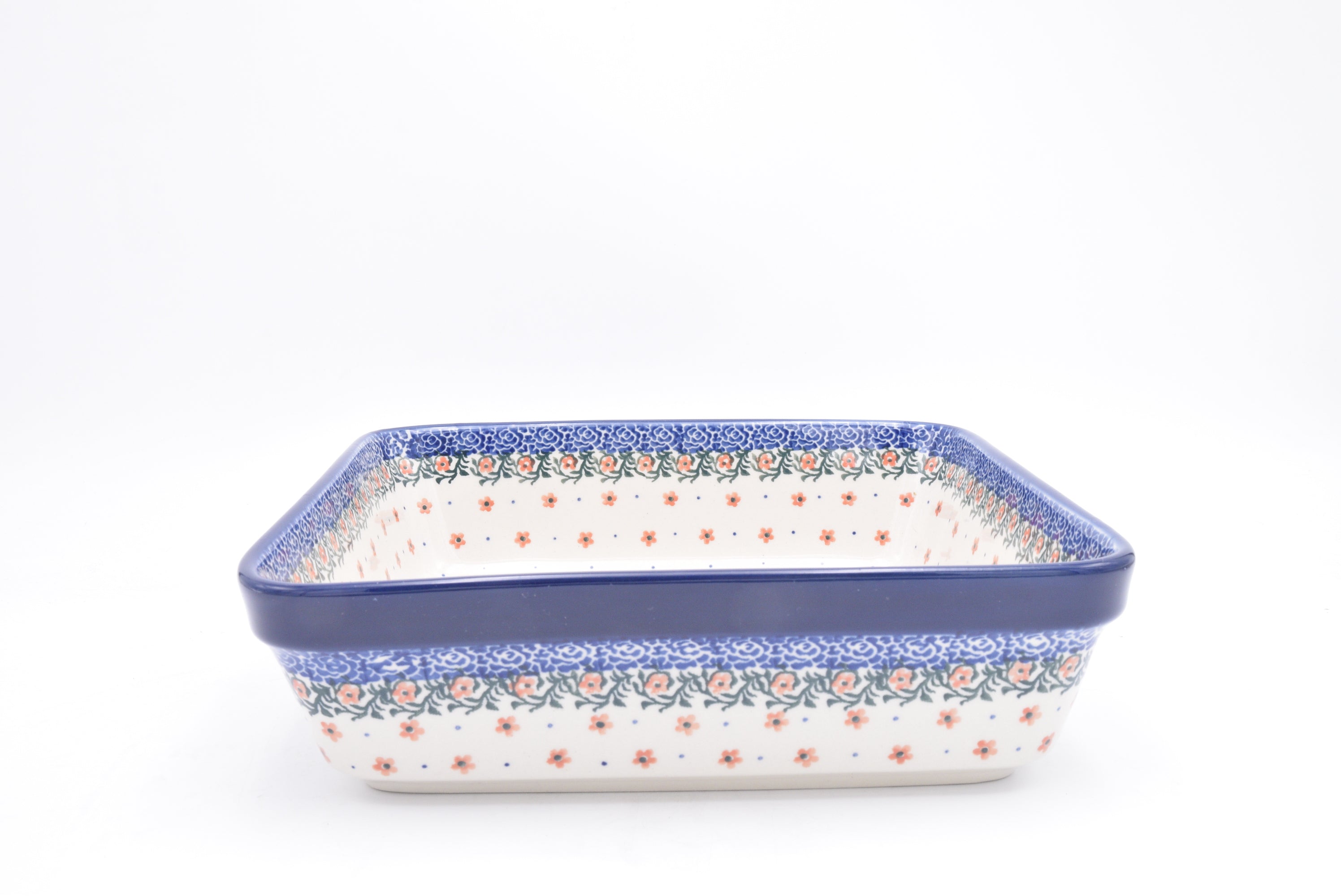 431 Bunzlau Ovenschaal Vierkant 1363 - Blij Blauw Bunzlau