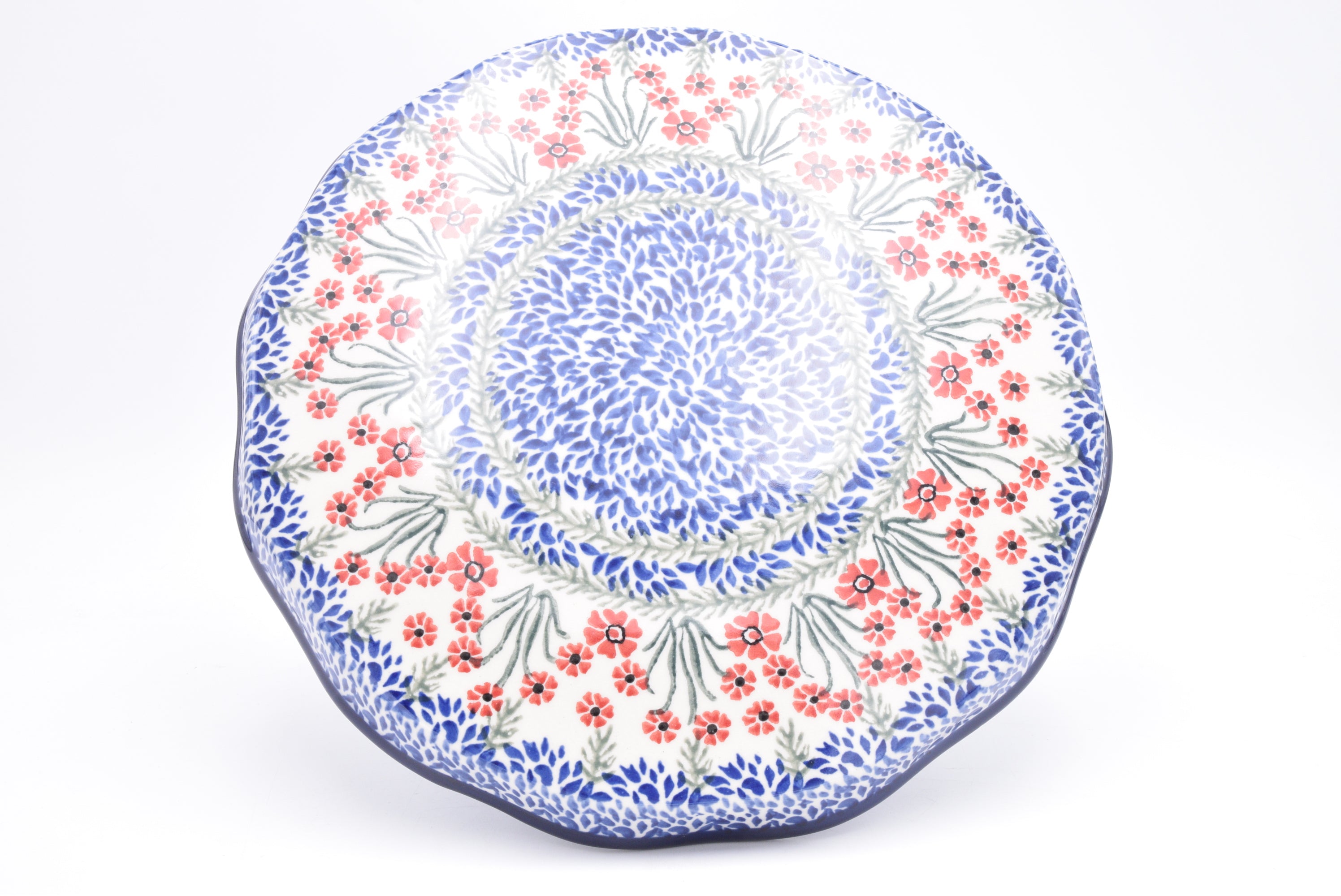 148 Bunzlau Taartschaal 1435 - Blij Blauw Bunzlau
