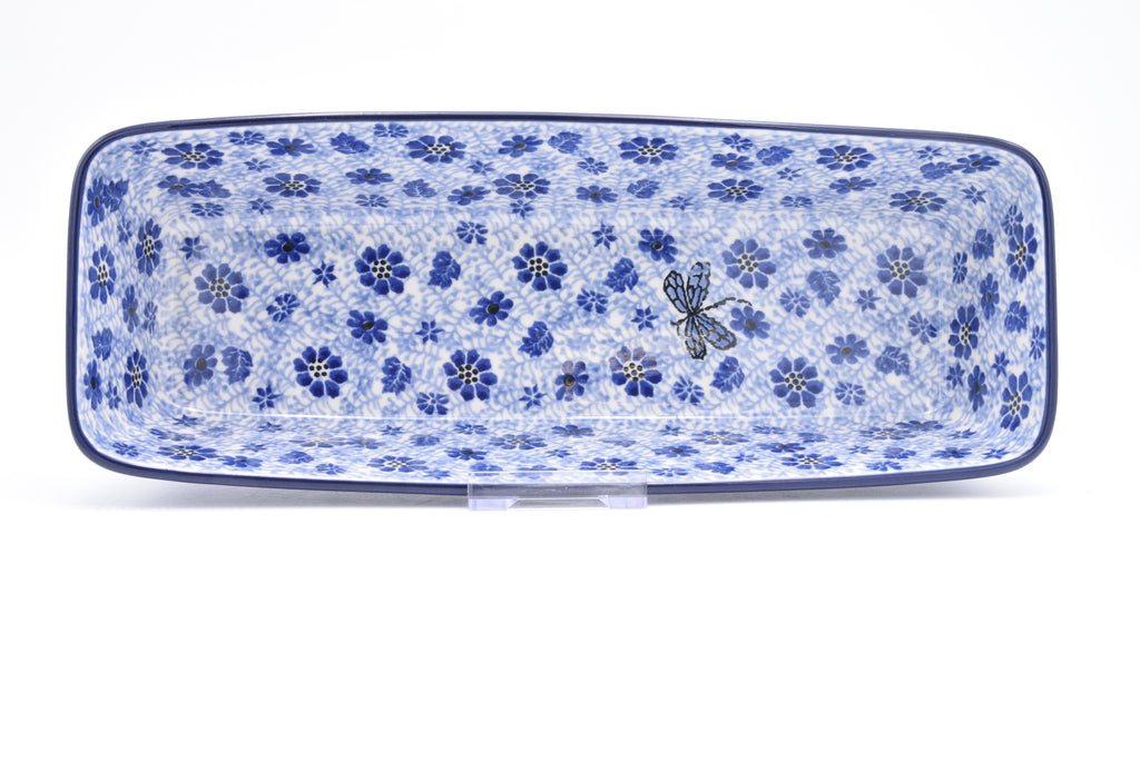 784 Bunzlau Cake schaal 1443 - Blij Blauw Bunzlau