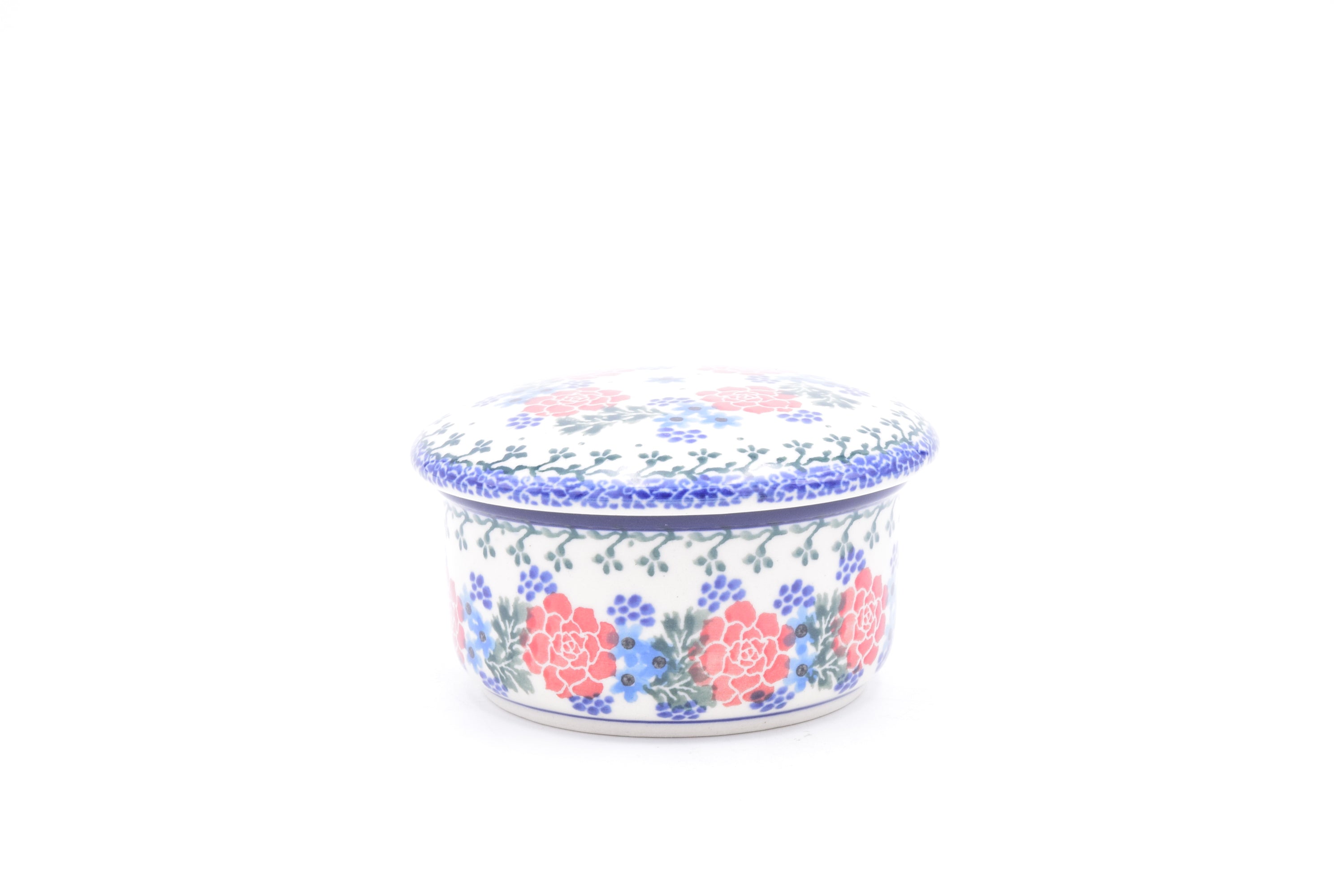 140 Bunzlau Potje met deksel 1528 - Blij Blauw Bunzlau