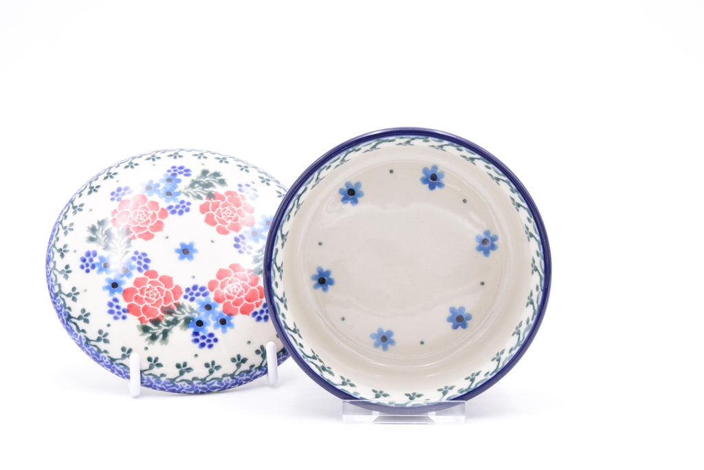 140 Bunzlau Potje met deksel 1528 - Blij Blauw Bunzlau