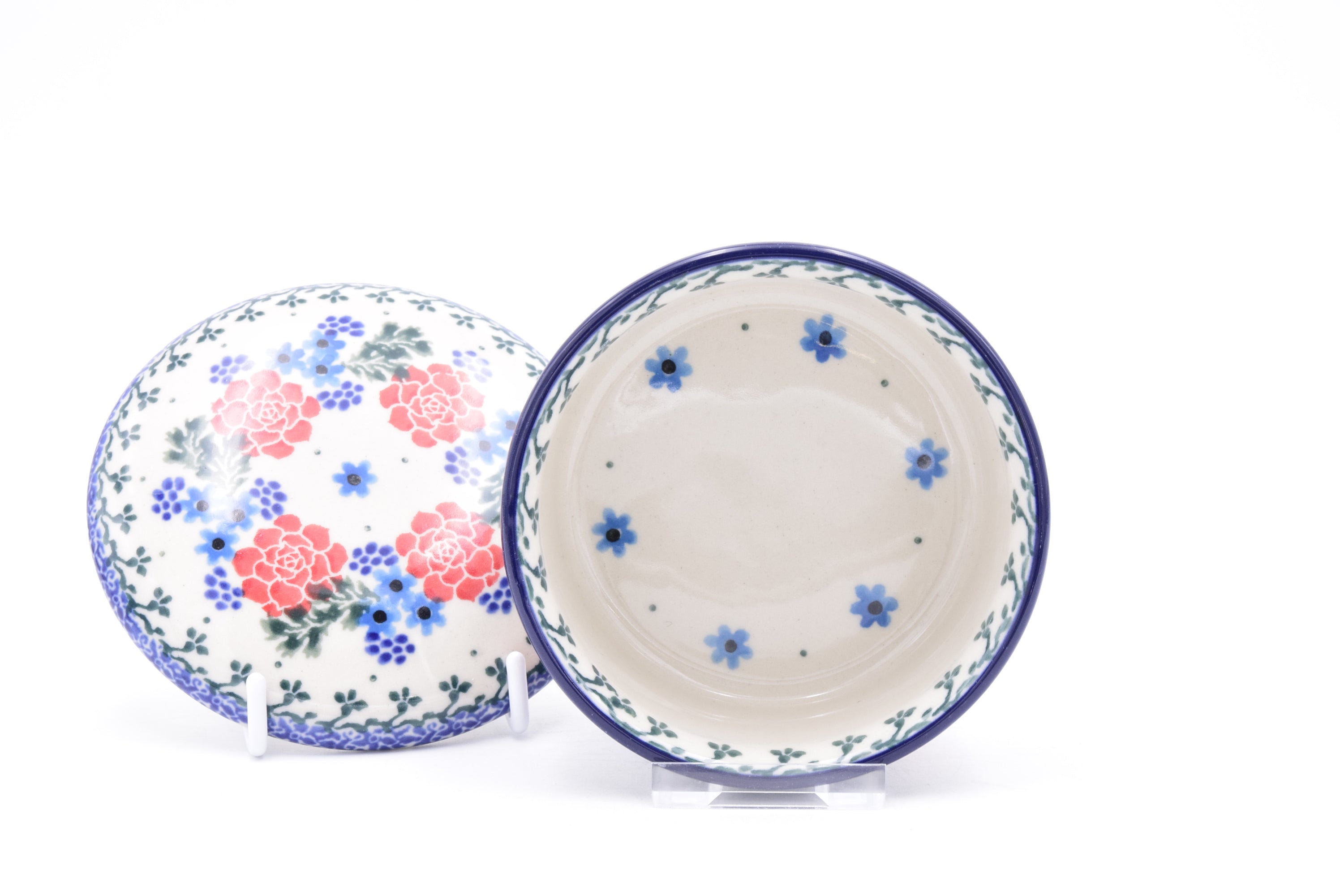140 Bunzlau Potje met deksel 1528 - Blij Blauw Bunzlau