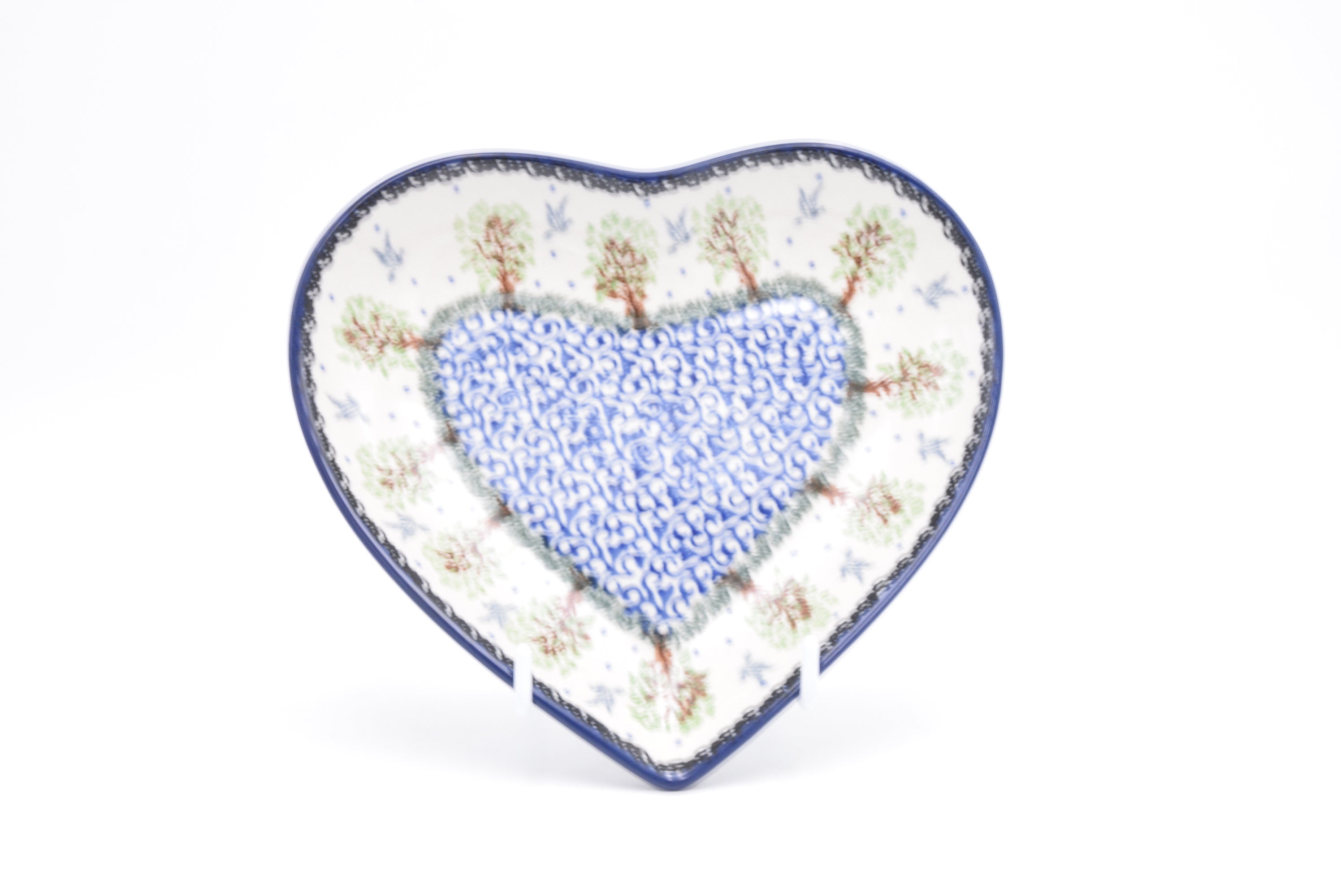 959 Bunzlau Serveerschaal Hart 1744 - Blij Blauw Bunzlau