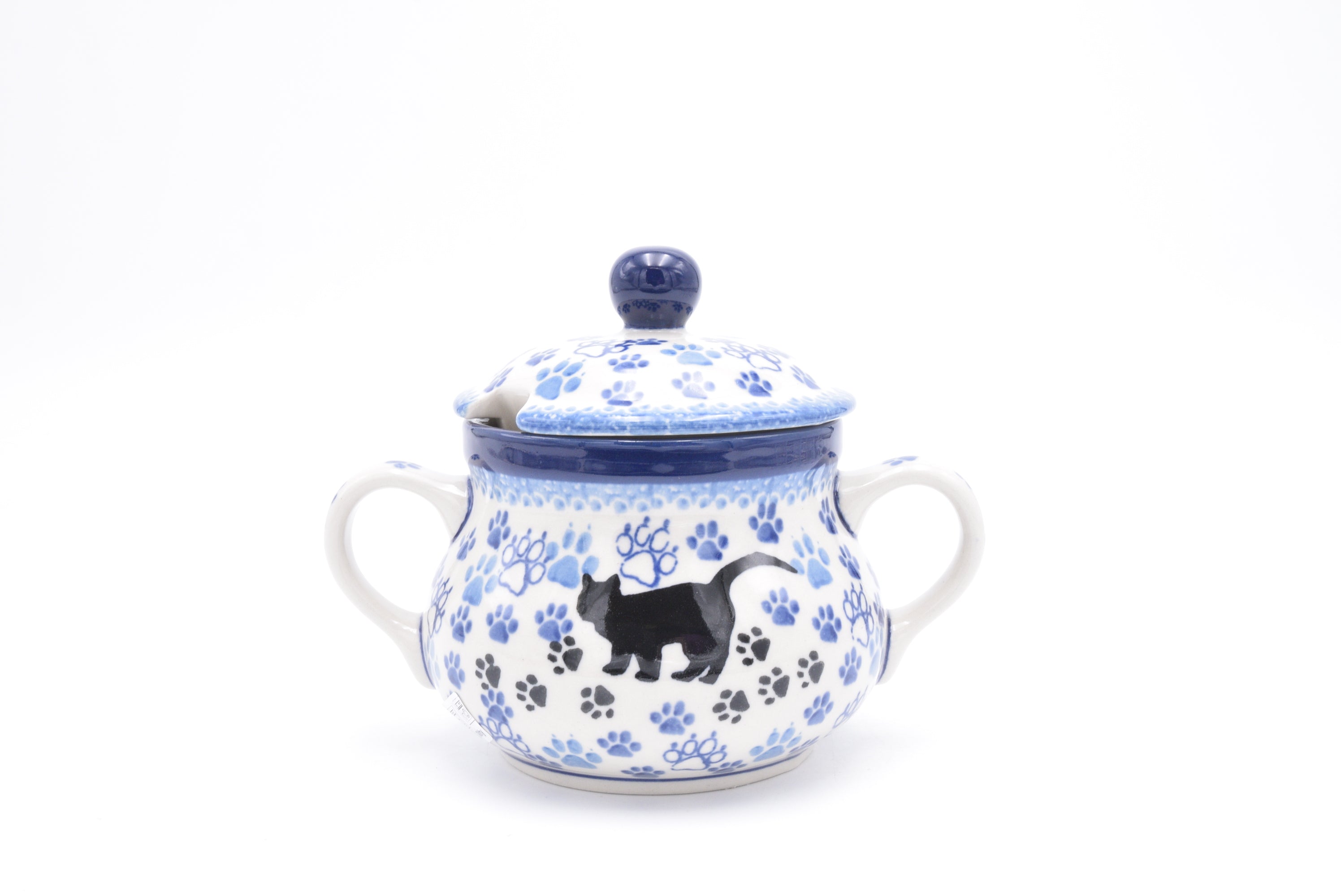 037 Bunzlau Suikerpotje 1771 - Blij Blauw Bunzlau