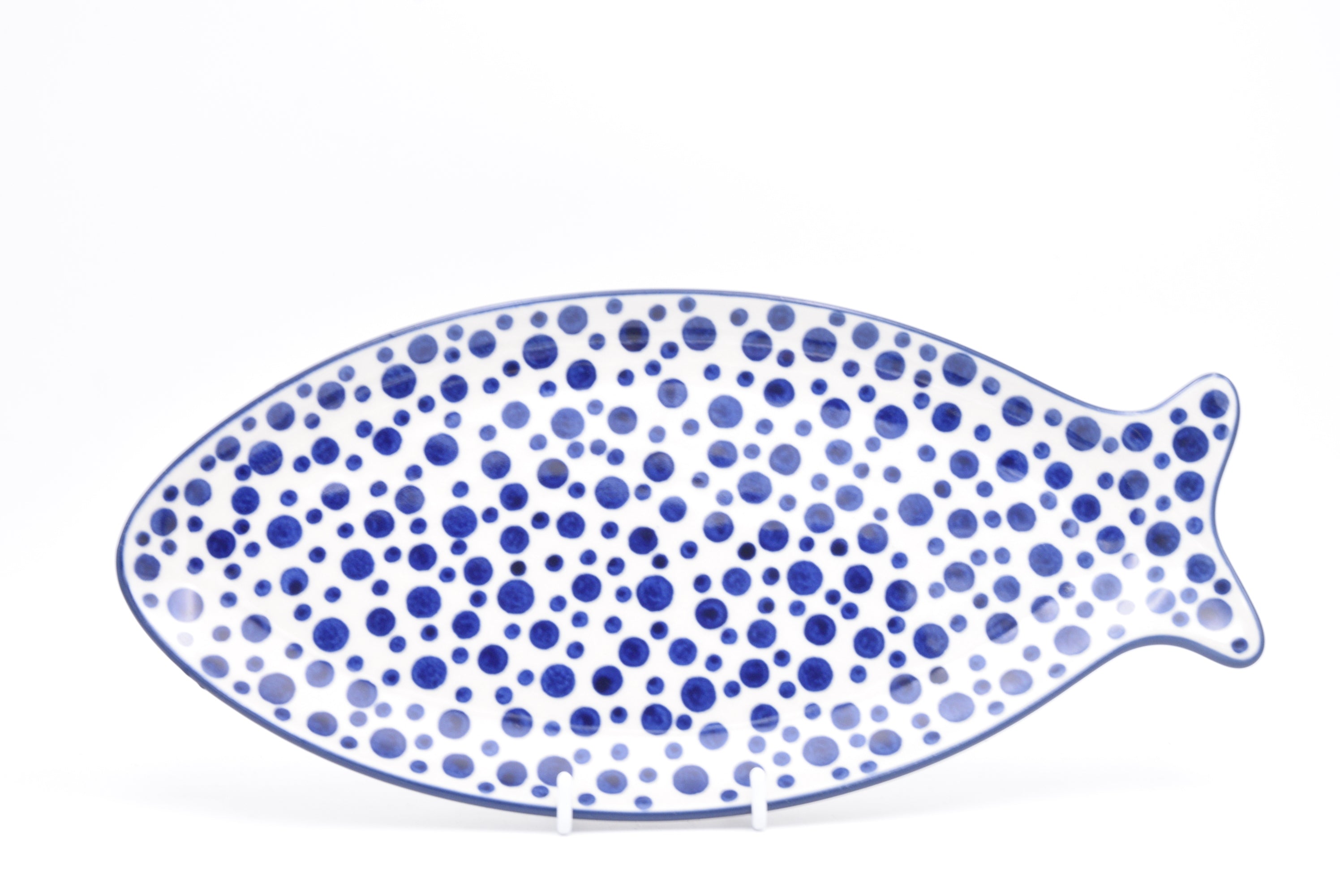 E19 Bunzlau Serveerschaal Vis 1813 - Blij Blauw Bunzlau
