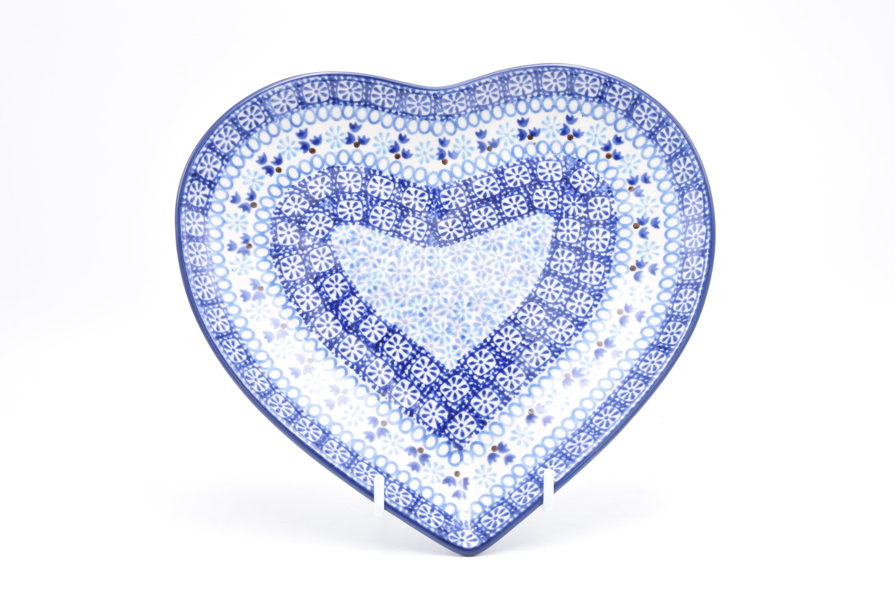 925 Bunzlau Serveerschaal Hart 2186 - Blij Blauw Bunzlau