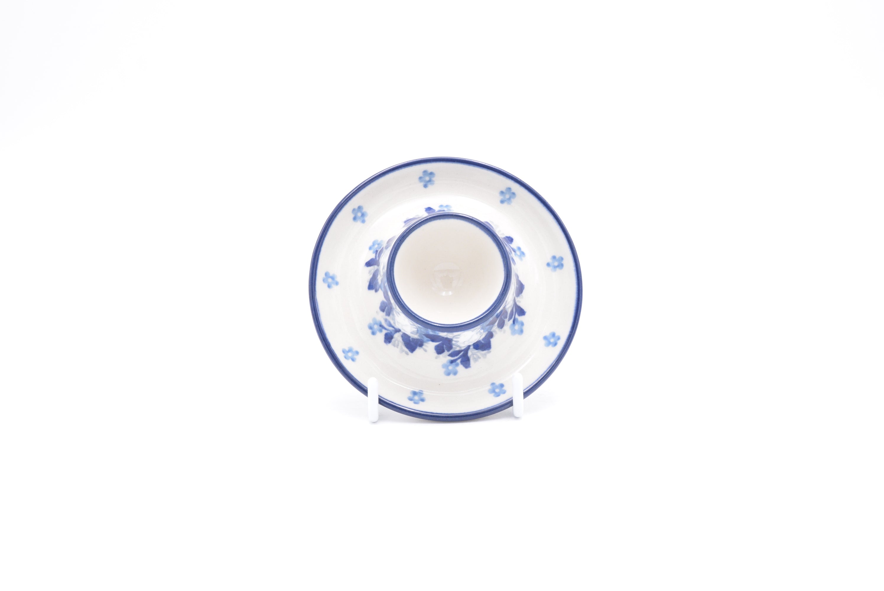 145 Bunzlau Eierdop 2222 - Blij Blauw Bunzlau