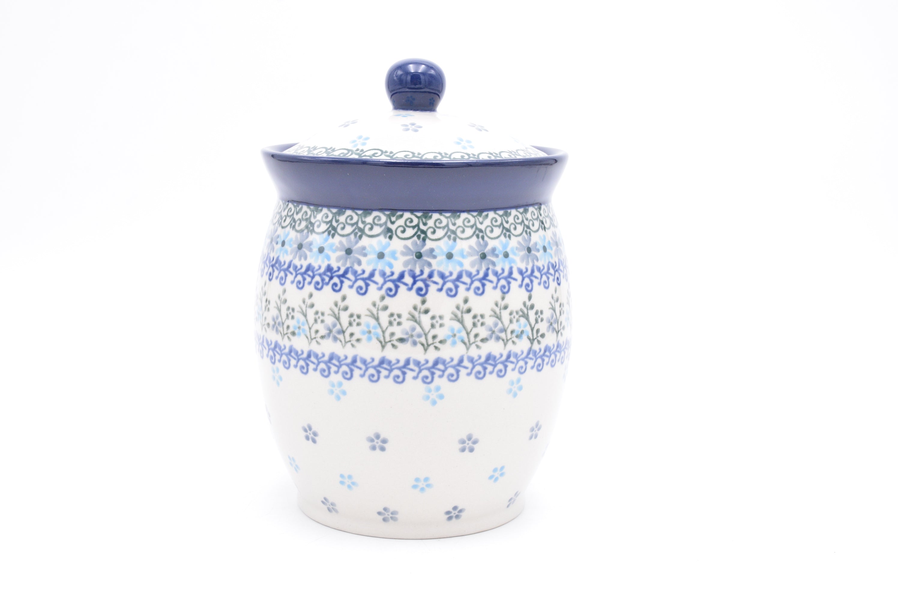 104 Bunzlau Pot met deksel 2250 - Blij Blauw Bunzlau