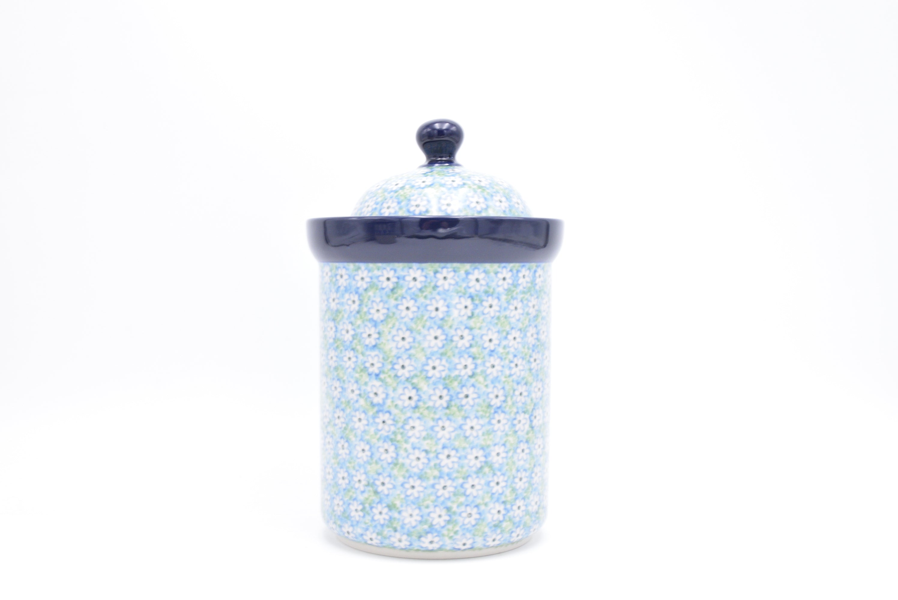 493 Bunzlau Pot met deksel 2252 - Blij Blauw Bunzlau