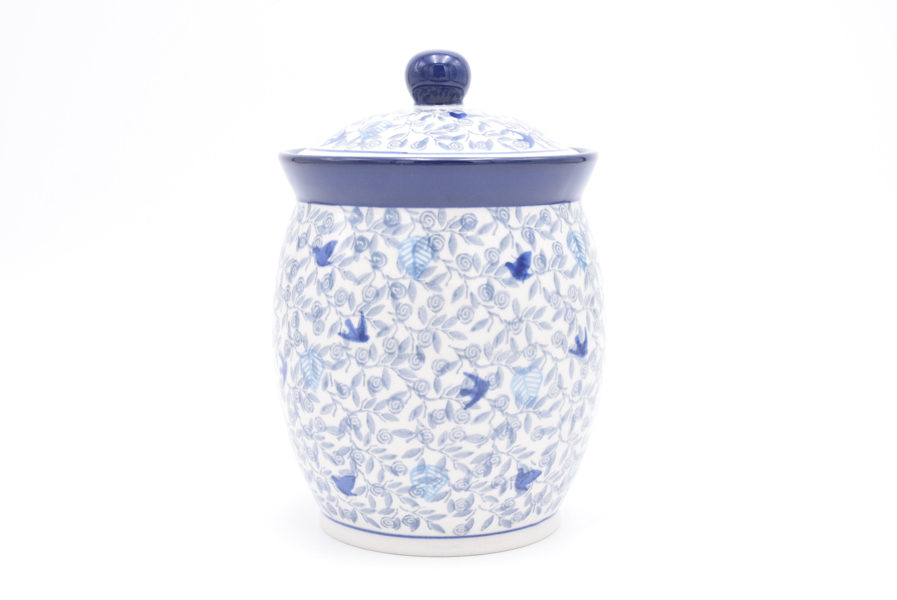 104 Bunzlau Pot met deksel 2289 - Blij Blauw Bunzlau