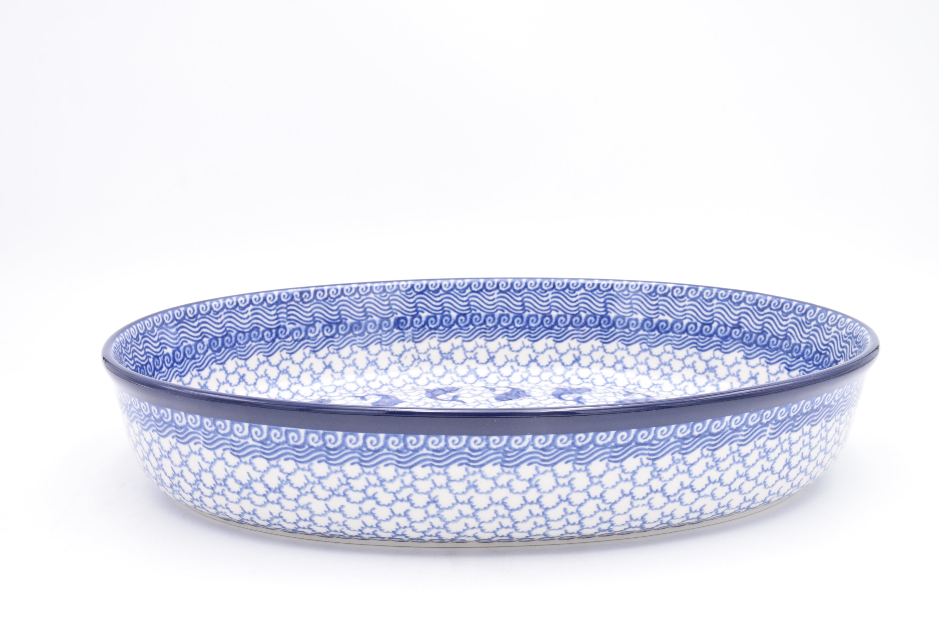 296 Bunzlau Ovenschaal Ovaal 2386 - Blij Blauw Bunzlau