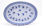296 Bunzlau Ovenschaal Ovaal 2386 - Blij Blauw Bunzlau