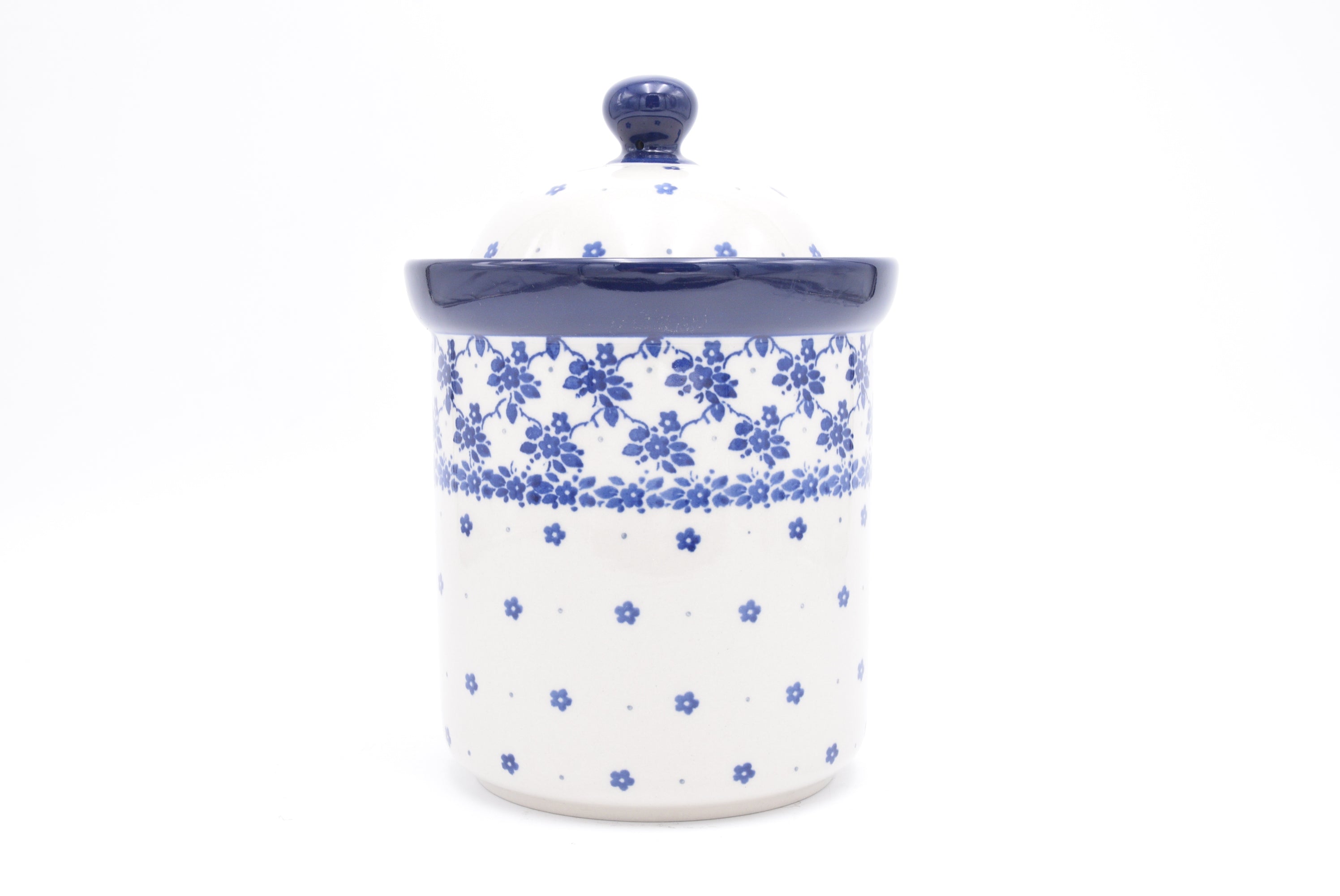 492 Bunzlau Pot met deksel 2606 - Blij Blauw Bunzlau