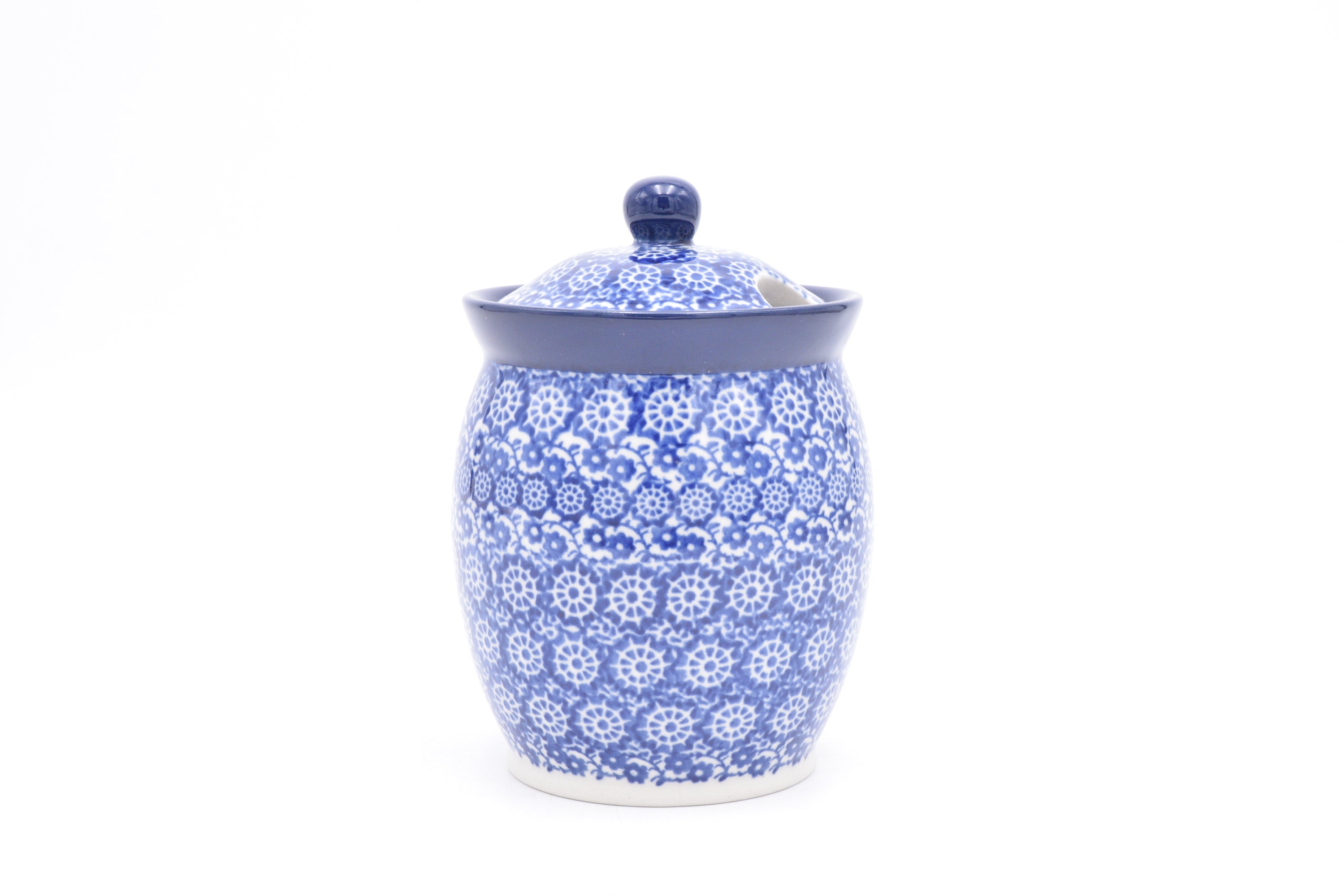 962 Bunzlau Pot met deksel 2615 - Blij Blauw Bunzlau
