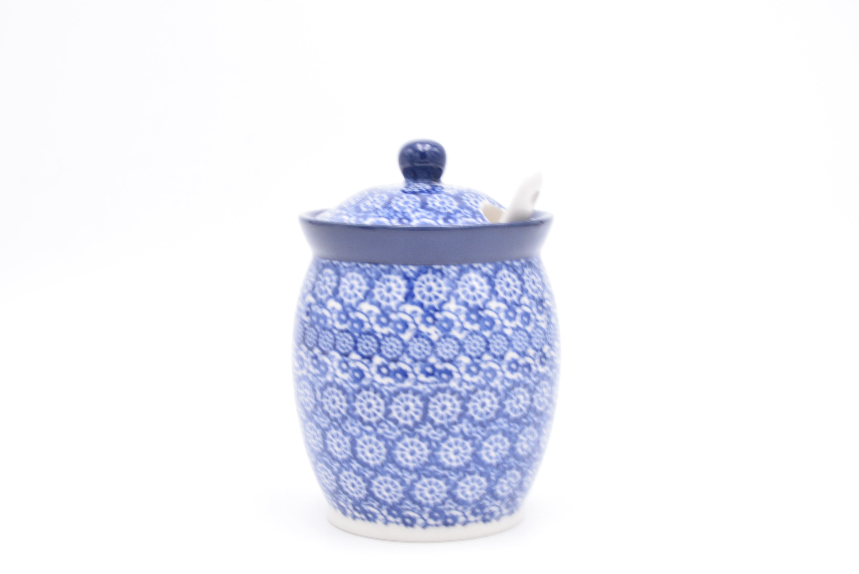 962 Bunzlau Pot met deksel 2615 - Blij Blauw Bunzlau