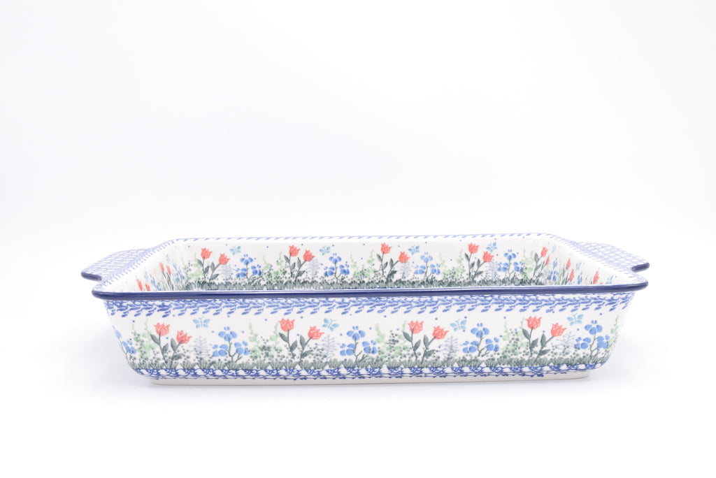 A56 Bunzlau Ovenschaal Recht met oor 2903 - Blij Blauw Bunzlau
