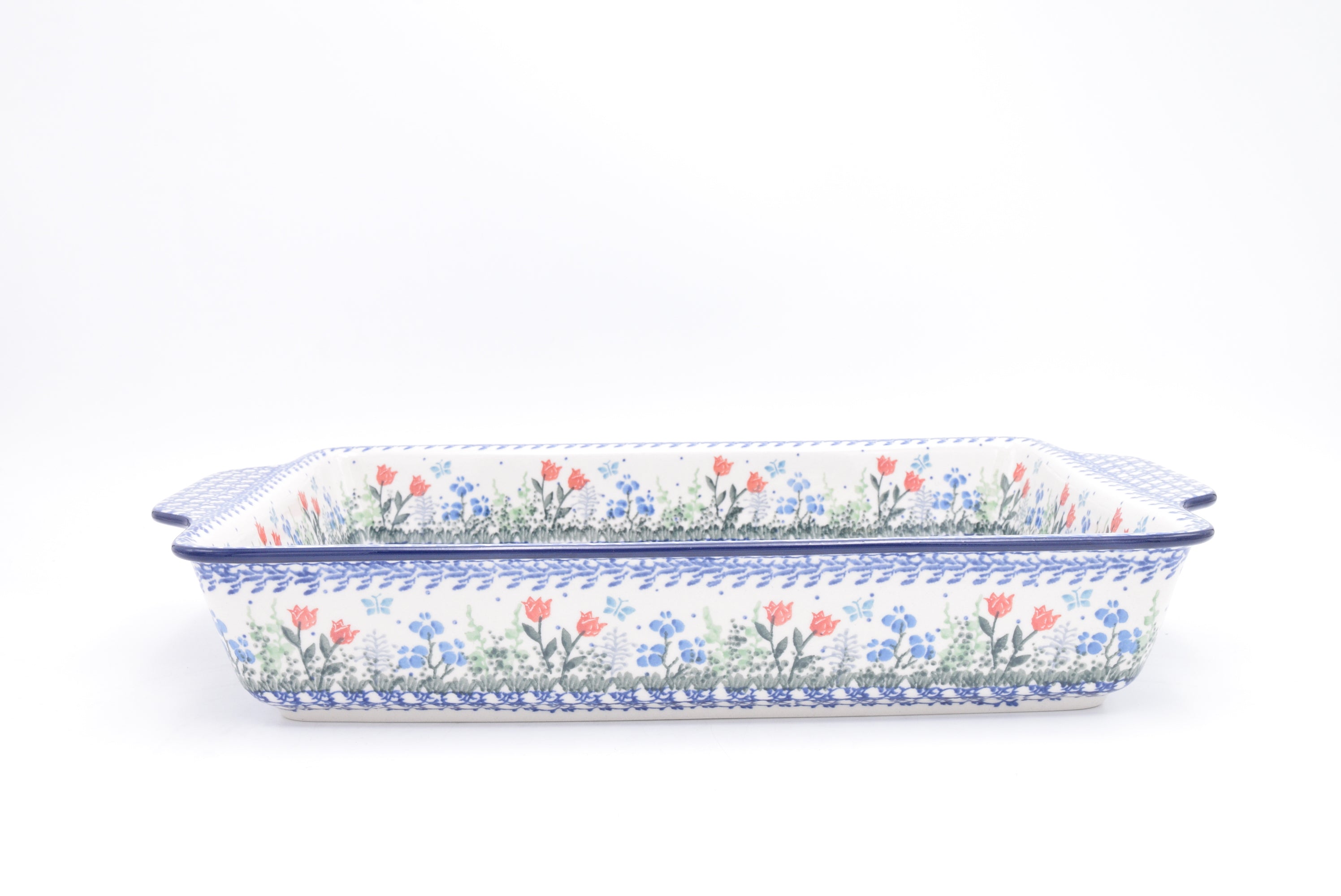 A56 Bunzlau Ovenschaal Recht met oor 2903 - Blij Blauw Bunzlau