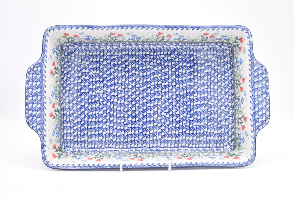 A56 Bunzlau Ovenschaal Recht met oor 2903 - Blij Blauw Bunzlau