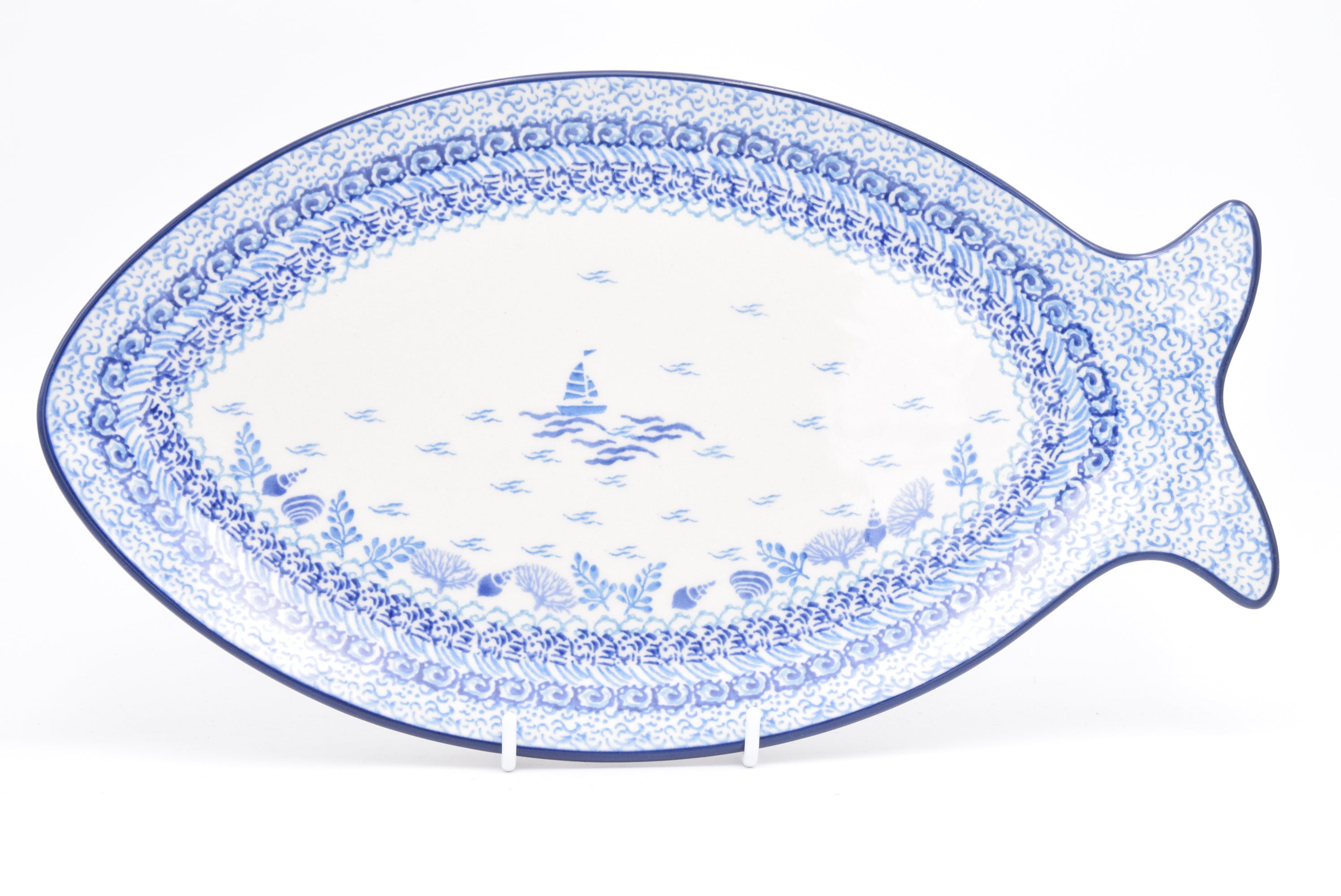 E18 Bunzlau Serveerschaal Vis 2993 - Blij Blauw Bunzlau