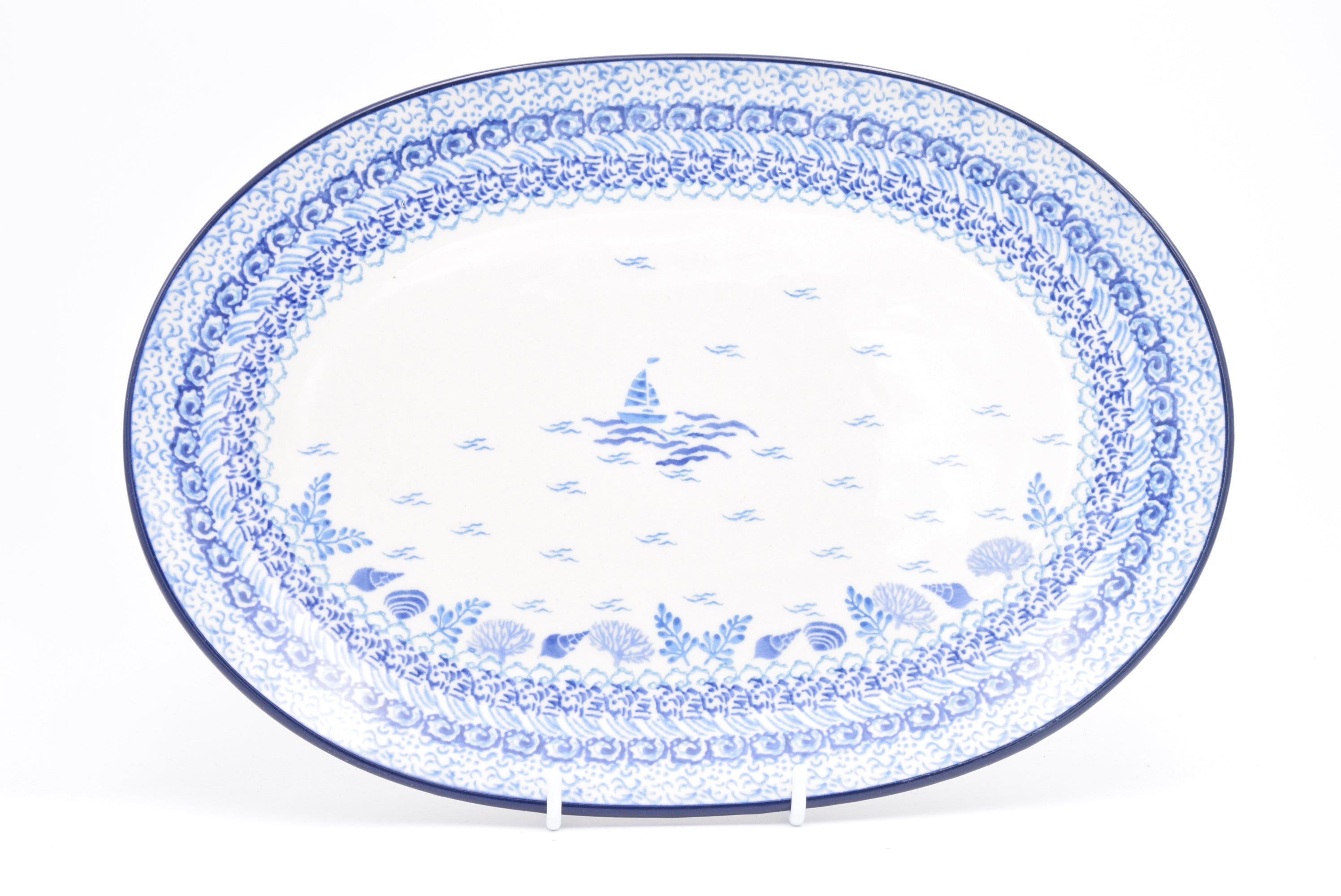 G68 Bunzlau Serveerschaal Ovaal 2993 - Blij Blauw Bunzlau