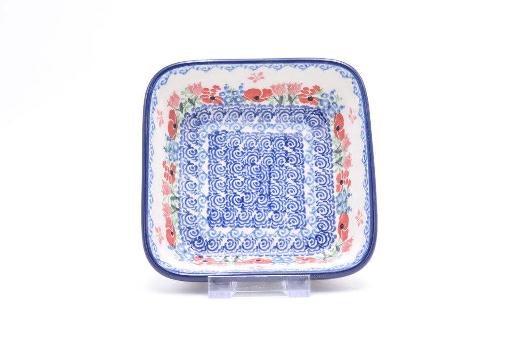 429 Bunzlau Vierkant schaaltje 3220 - Blij Blauw Bunzlau