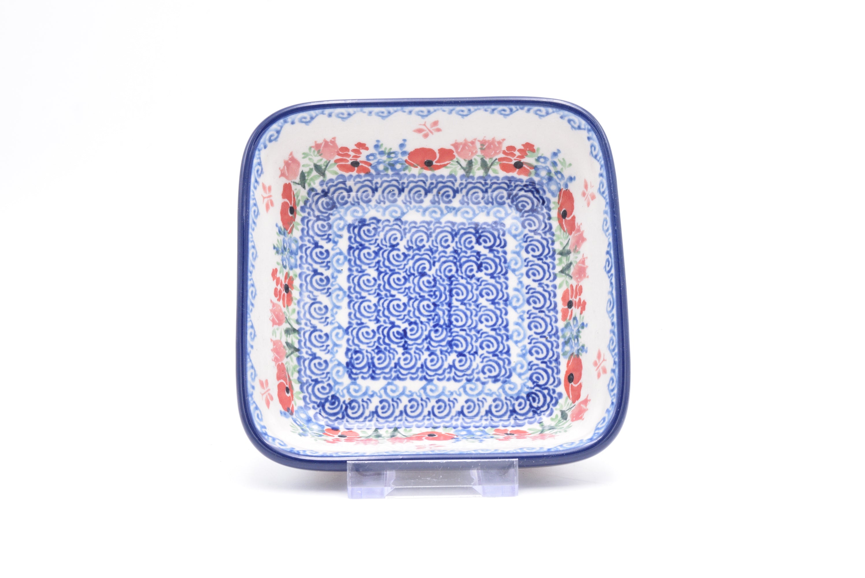 429 Bunzlau Vierkant schaaltje 3220 - Blij Blauw Bunzlau