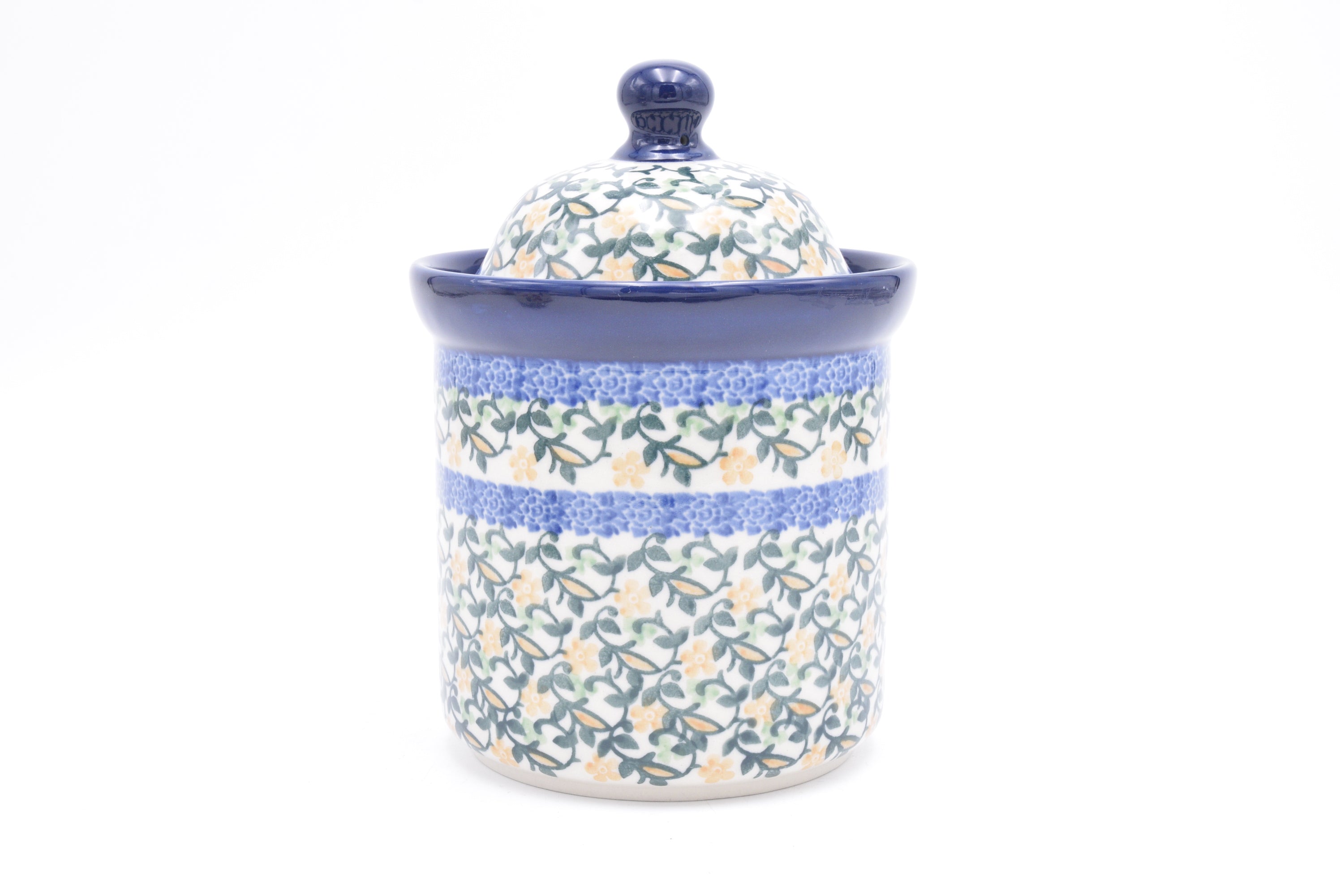 495 Bunzlau Pot met deksel 3273 - Blij Blauw Bunzlau