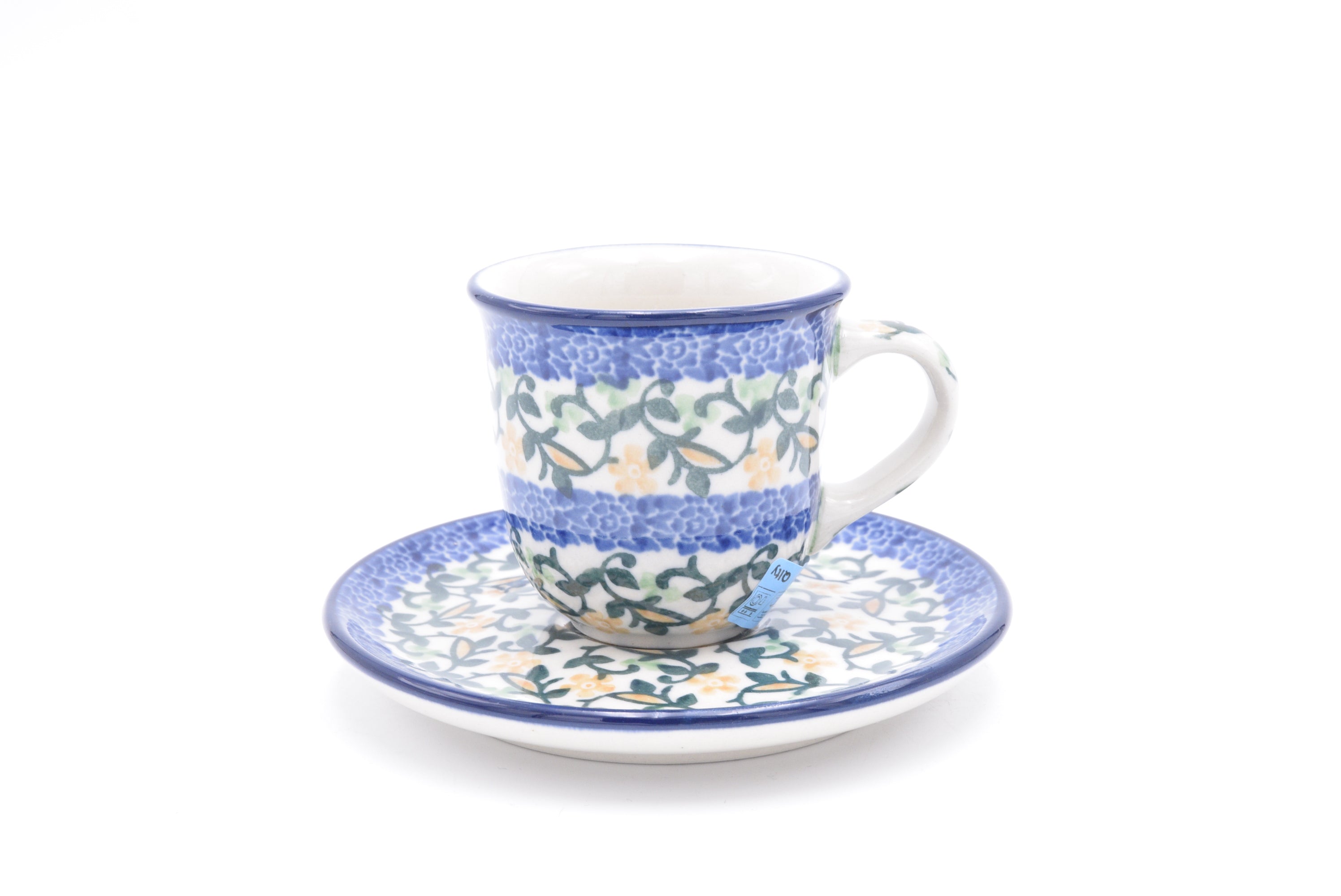 B10 Bunzlau kop en schotel 3273 - Blij Blauw Bunzlau